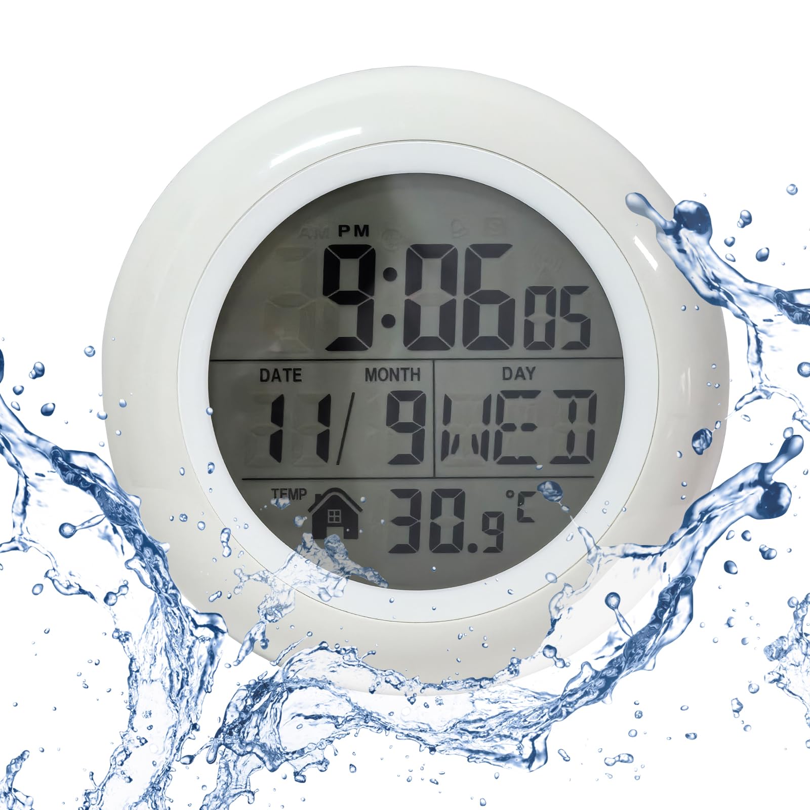 Horloge murale numérique étanche de cuisine et douche moderne pour ne plus être en retard