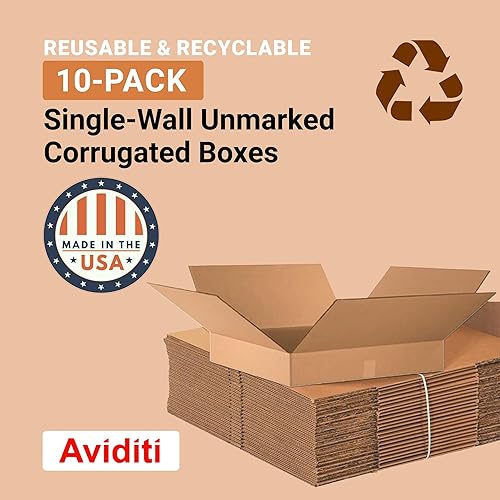 Miniatura 17 de AVIDITI Cajas de envío planas de 16 pulgadas de largo x 16 pulgadas de ancho x 4 pulgadas de alto (paquete de 25 unidades) Caja de cartón corrugado