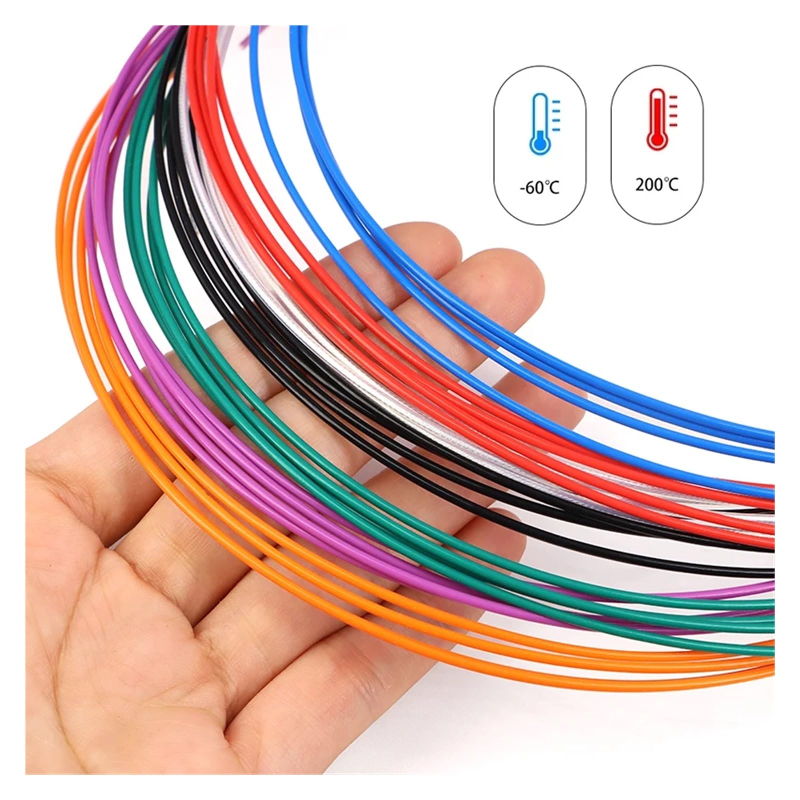 Cable electrónico Chapado en Plata con Aislamiento FEP de 2m, Cable de Cobre de señal HiFi de Alta pureza OFC 0,06 0,08 0,12 0,2 ​​0,35 0,5 1 2 4 6 10mm(Yellow,7AWG 5.6mm Sq10.0)