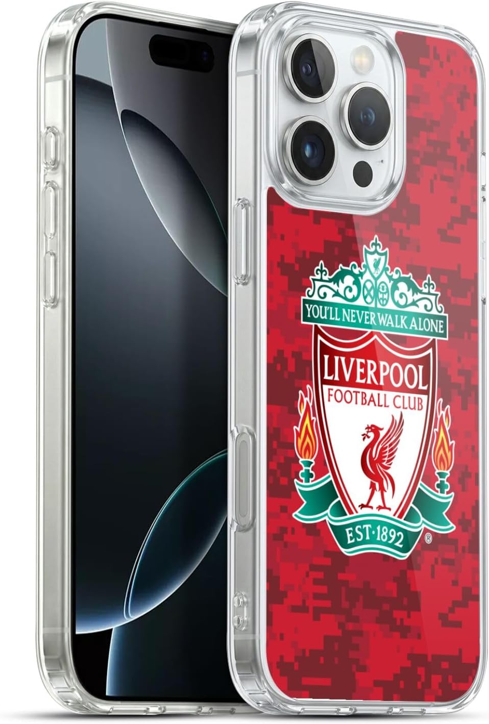 Head Case Designs Officially Licensed Liverpool Football Club Home Red Crest Digital Camouflage Gel Case [Military Grade] Compatible with Apple iPhone 16 Pro Max and Compatible with MagSafe