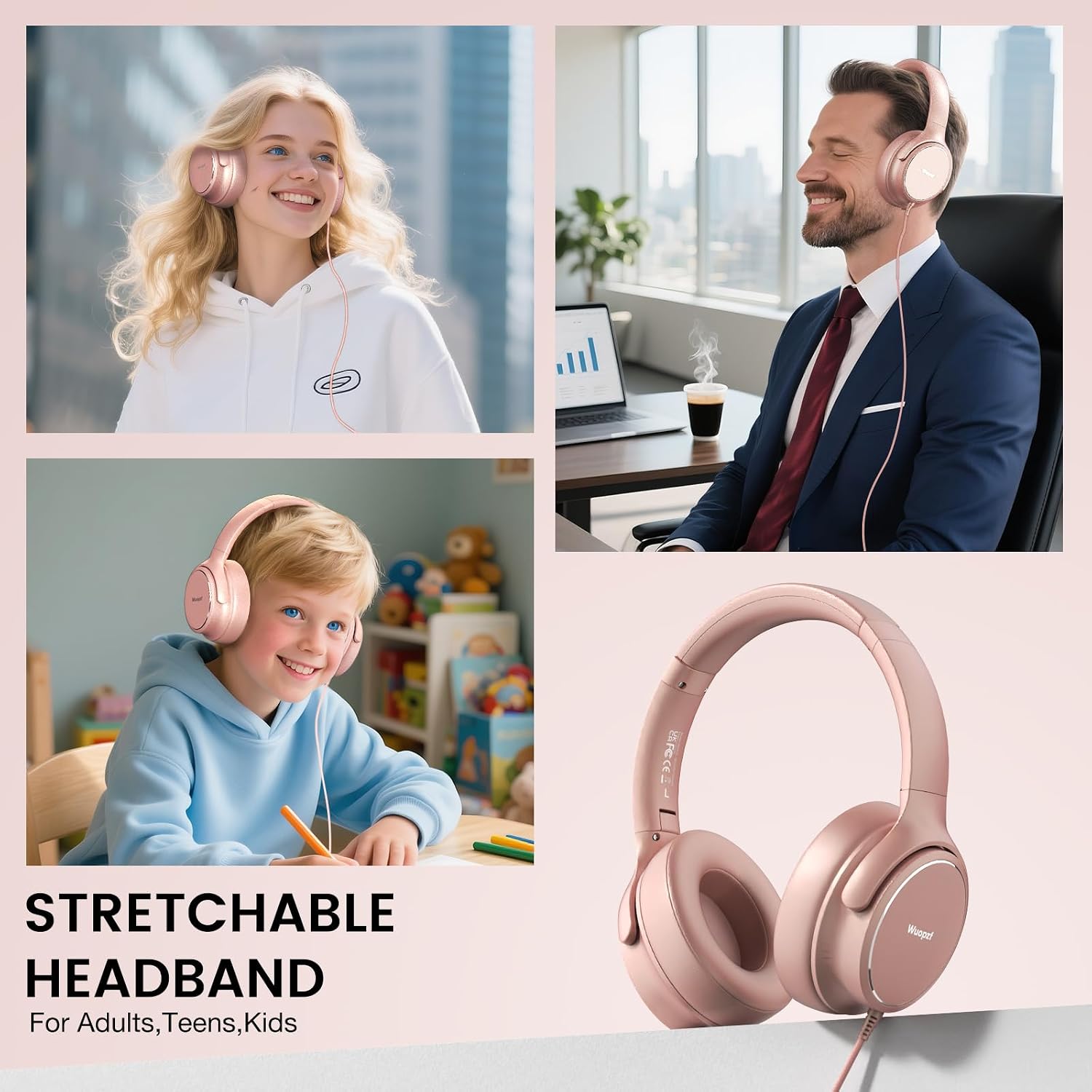 USB C Wired Over-Ear Headphones with Microphone | Volume Control, Share Port, Adjustable Headband Foldable Stereo Headset for Adult/Teens for iPhone 16, Laptop, Gaming, Travel thumbnail