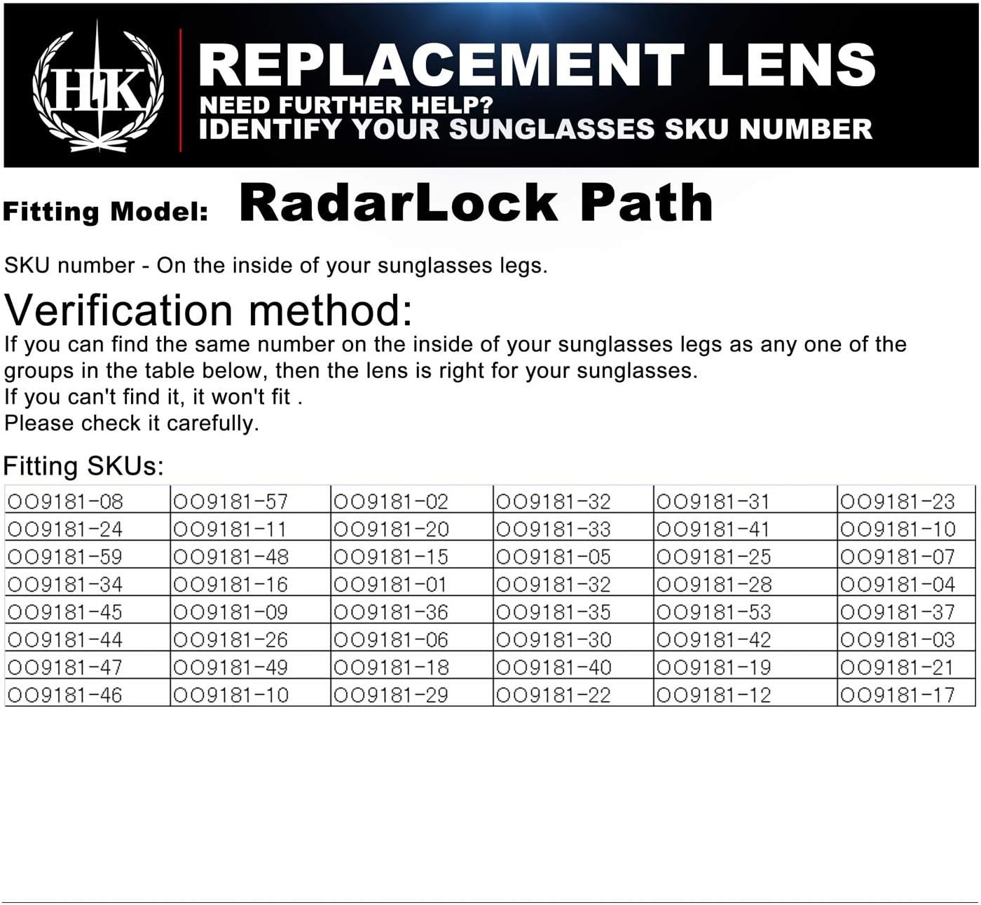 HKUCO Replacement Lenses For Oakley Radarlock Path Vented Sunglasses Polarized