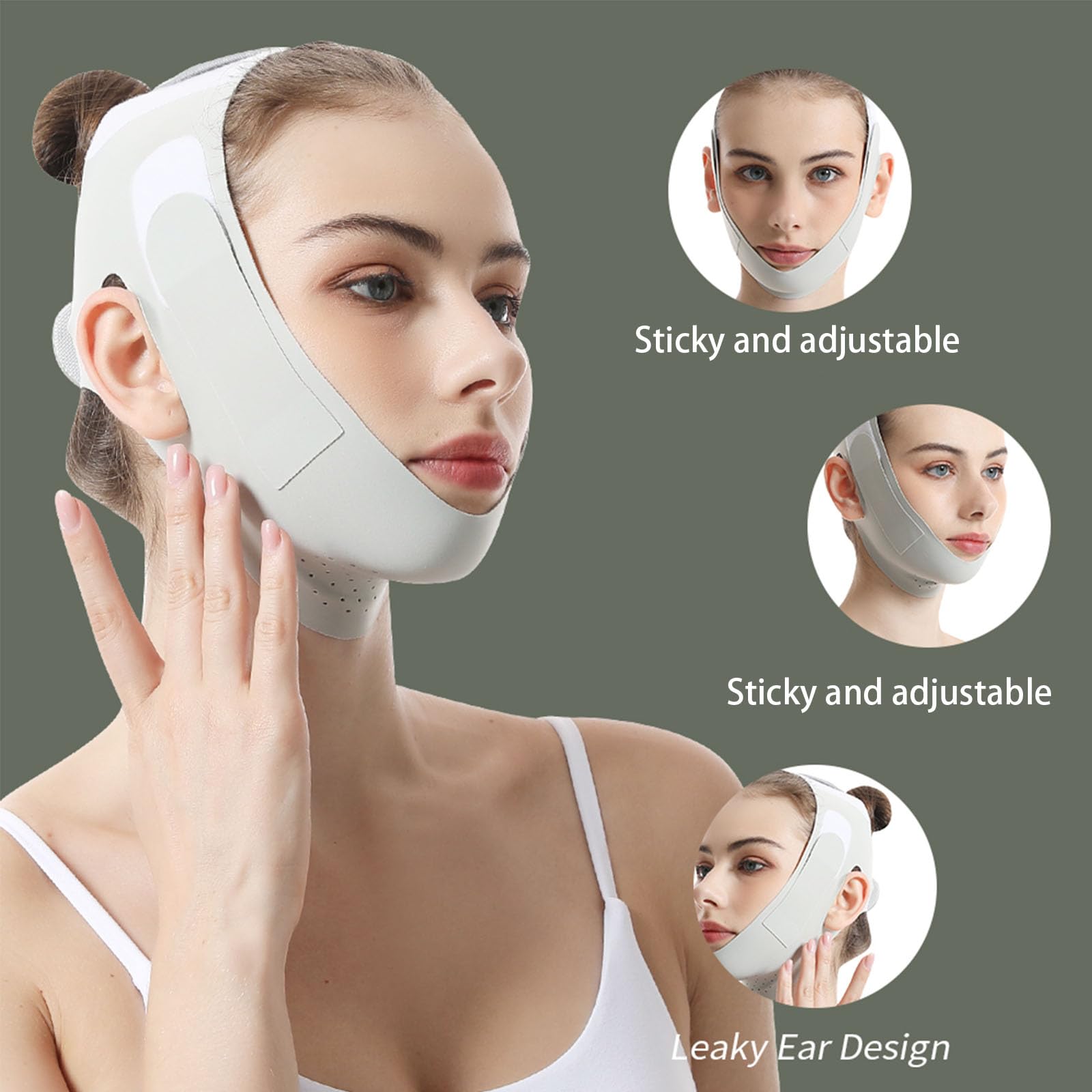 Réutilisable Masque Minceur En Forme De V, Gaine Visage Anti Double Menton, Masque Visage Liftant, Masque Double Menton Amincissant (vert)