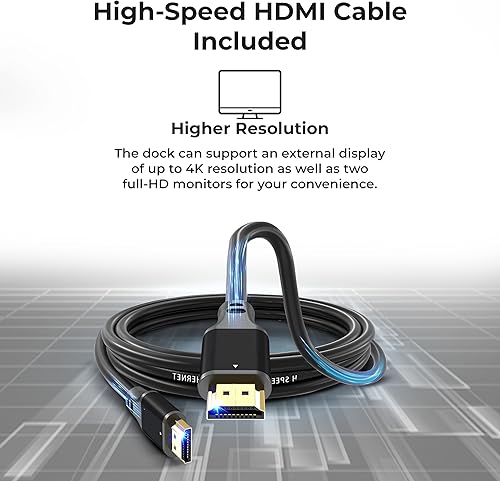 Miniatura 5 de WD15 DELL Monitor Dock 4K USB-C - Estación de acoplamiento de doble monitor para portátiles con adaptador de CA de 130 W y cable HDMI (renovado)