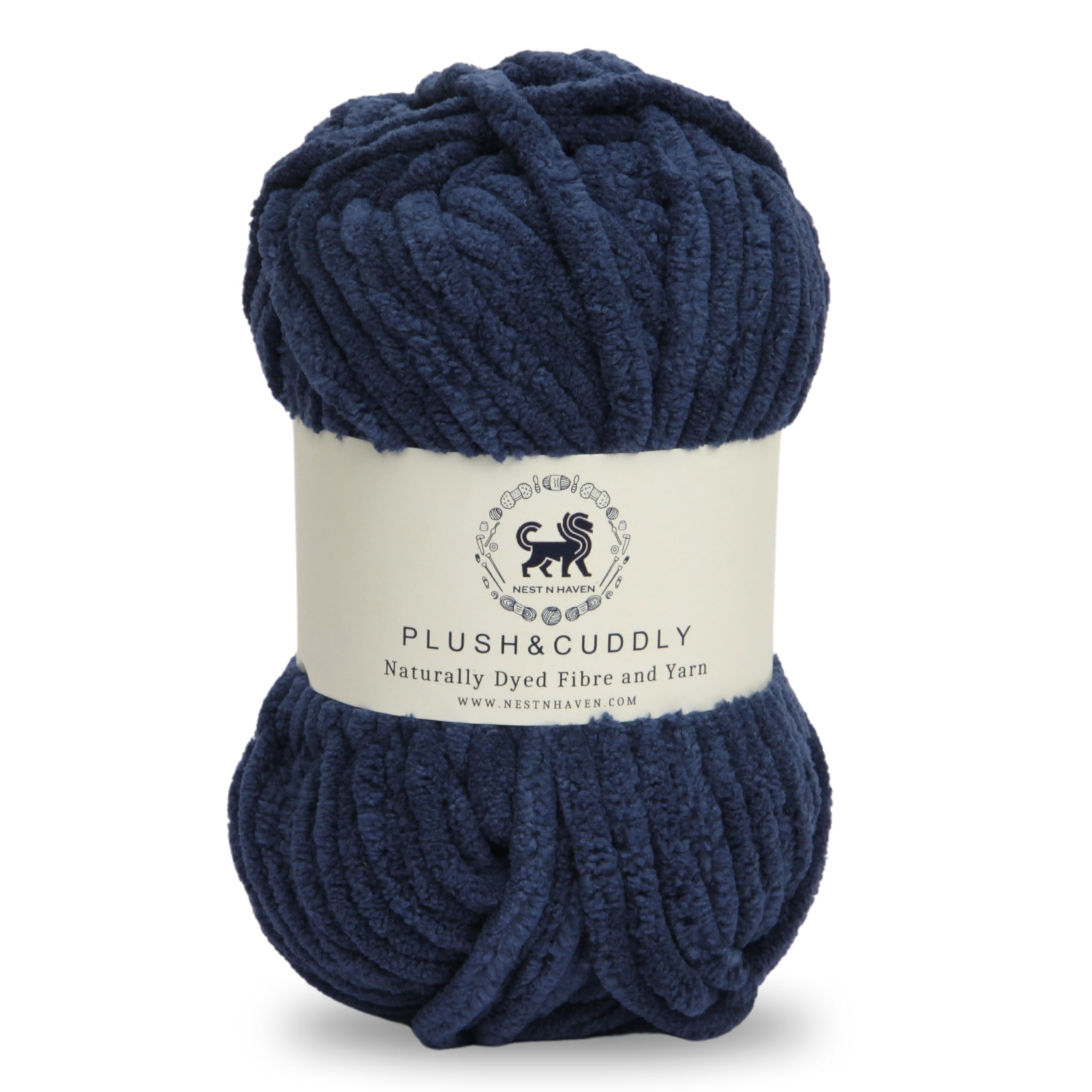 NESTNHAVEN, Wool, Plush & Cuddly, Chenille Yarn Supersoft Hand Knitting Wool Ball, (1 Ball/100 Gram Each) Ball Suitable for Craft, Babywear, Baby Blankets, 5 Bulky, Shade no - NNHB0031 (Denim Blue)
