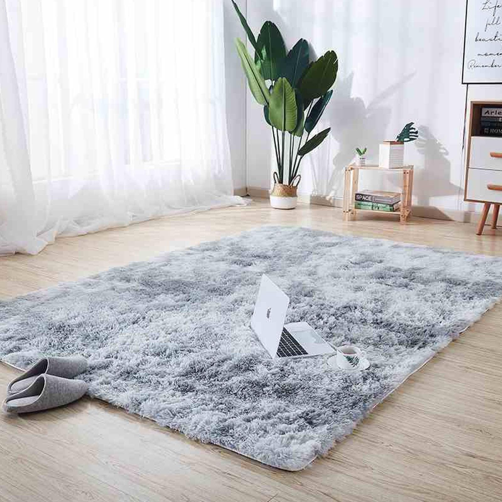 Tapis pour salon shaggy lavable à 30 degrés et ultra doux sous les pieds