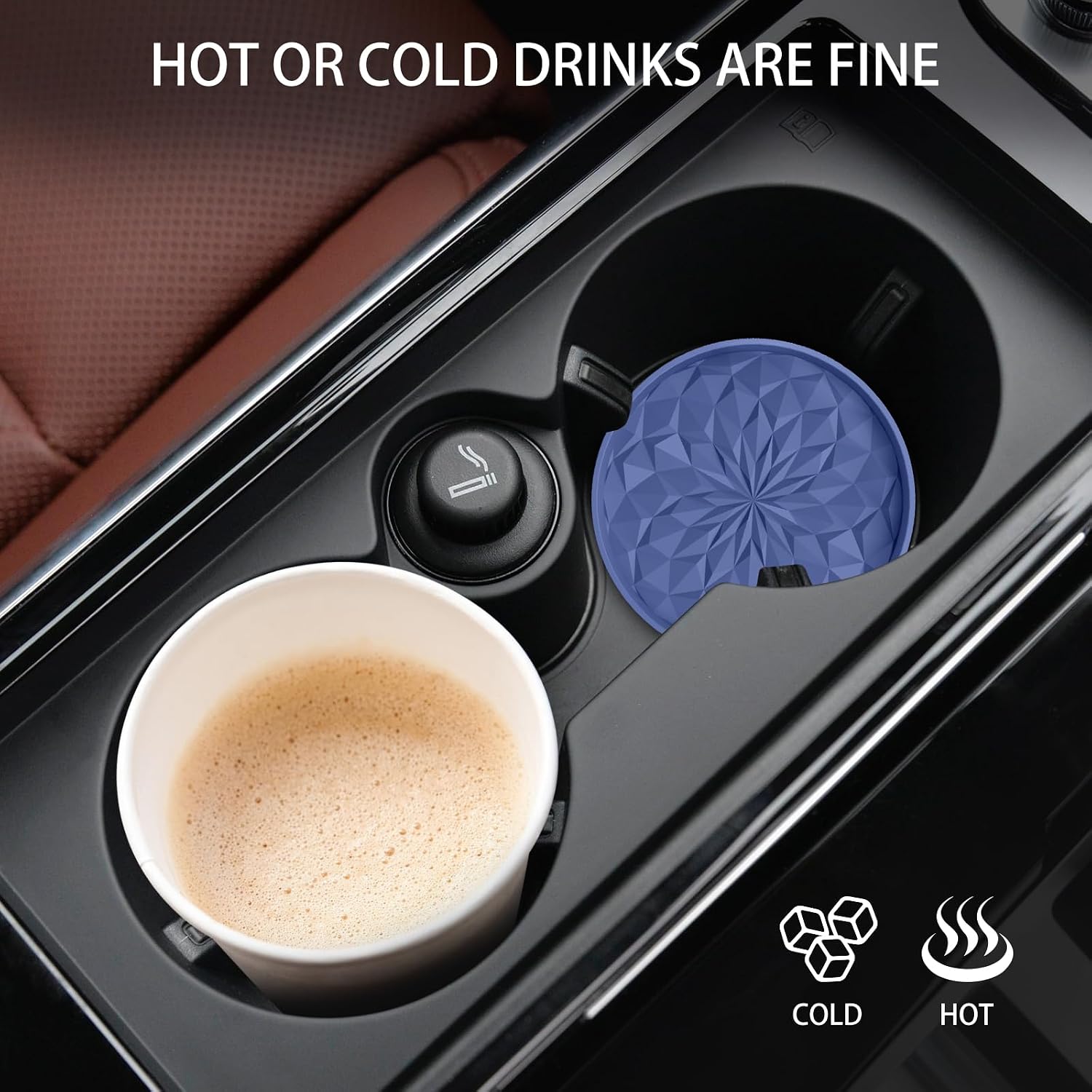 ME.FAN Car Coasters for Cup Holders [4 Pack] - 2.75In Silicone Auto Mug Mats - Universal Non-Slip Recessed Car Interior AccessoriesNavy Blue image 5