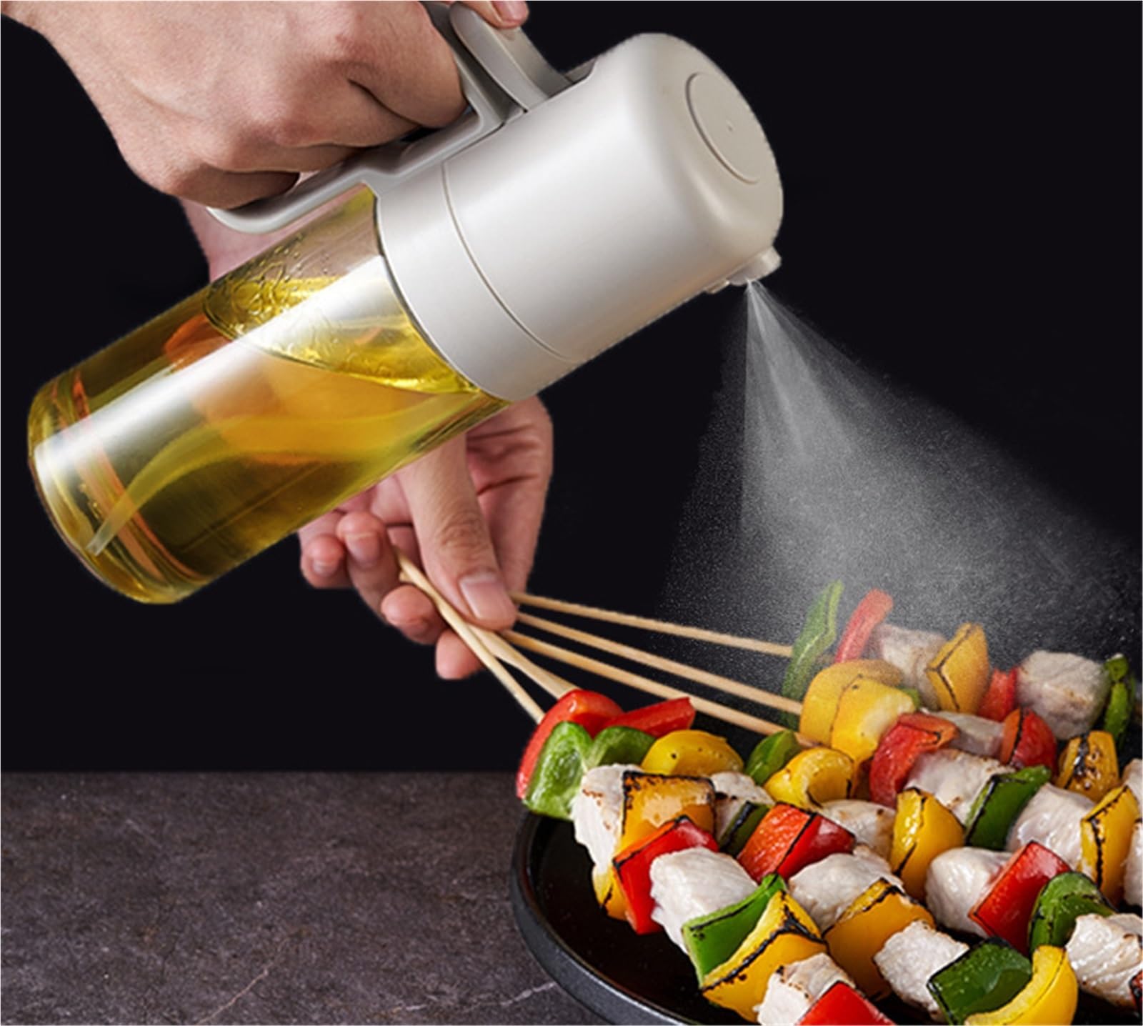 Ölsprüher Für Speiseöl 2 Pcs Glas Haushalts Presse Öl Sprayer for Kochen Küche Luft Friteuse Salat Grill Grillen Küche