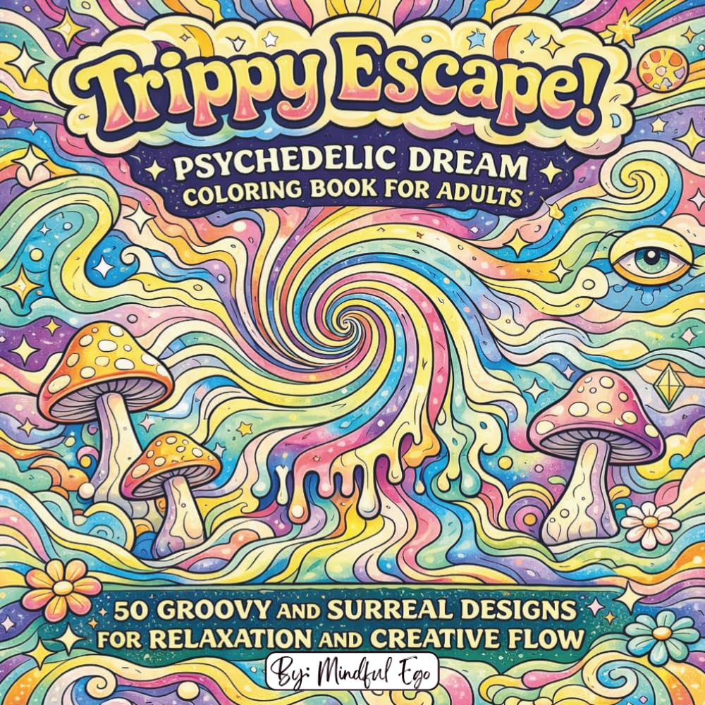 Trippy Escape! Psychedelic Dream Coloring Book for Adults: 50 Groovy and Surreal Designs for Relaxation and Creative Flow (Trippy Escape! Coloring Book Series)