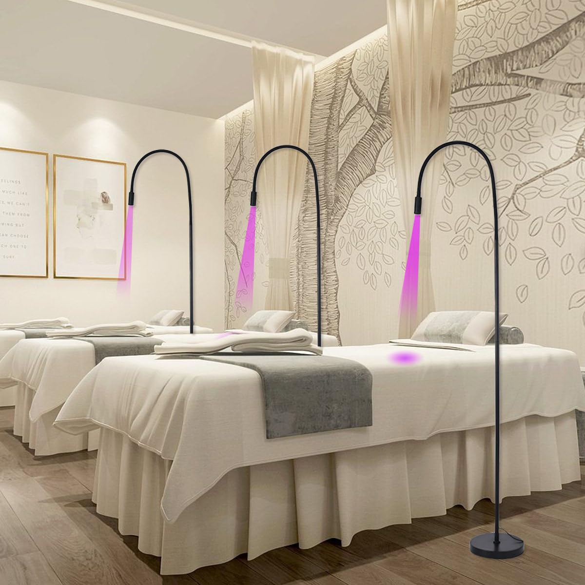 UV-Licht für lichthärtenden UV-Wimpernverlängerungskleber, UV-LED-Wimpernverlängerungslicht + Augenklappe + Schutzbrille + Fußschalter,Einstellbare Punktgröße,10 W flexibler Schwanenhals,Black