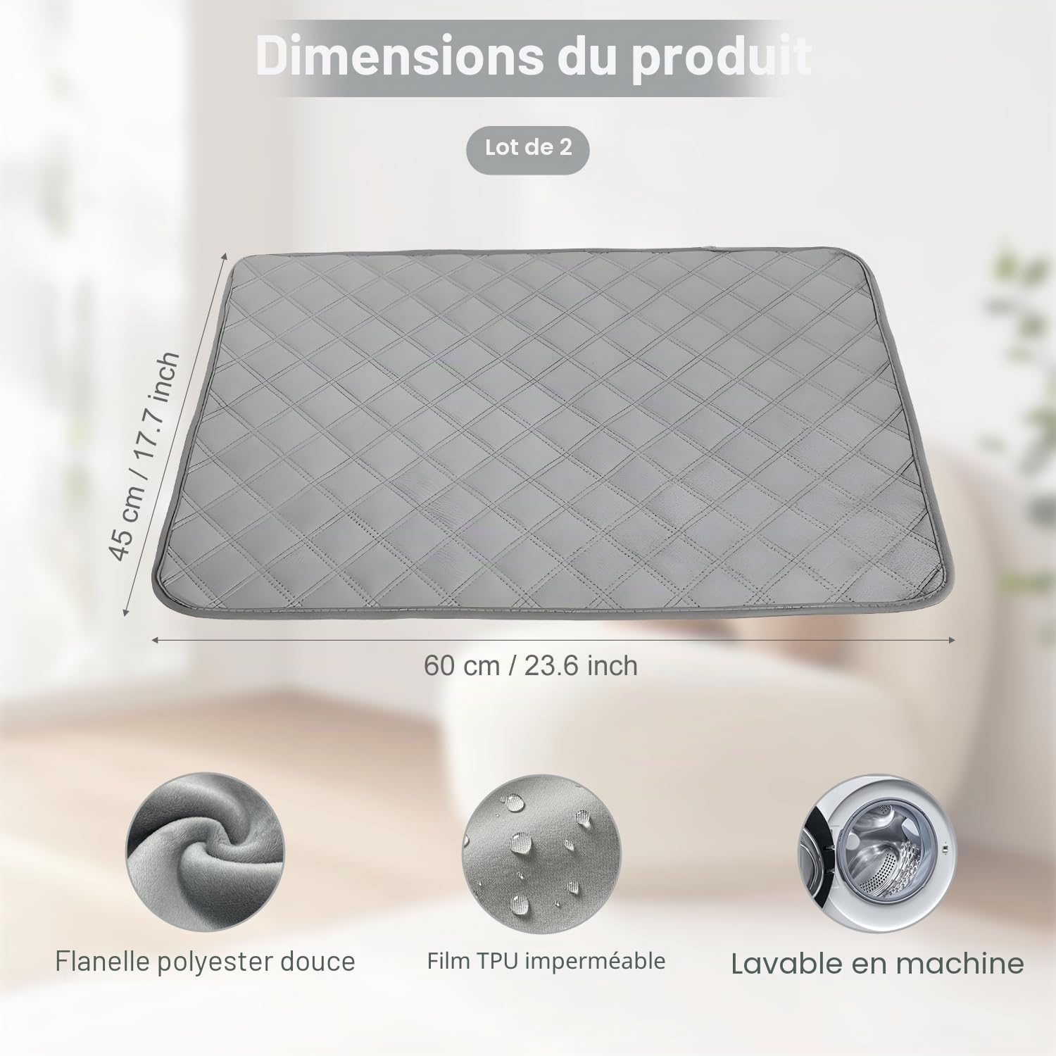 Lot de 2 protections de siège imperméables lavables pour incontinence pour adulte - Coussins de siège absorbants pour fauteuil roulant, canapé, fauteuil, sièges de voiture, incontinence, chaises pour