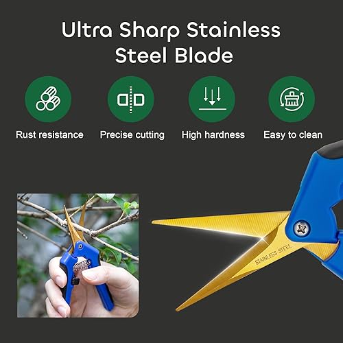Miniatura 3 de GROWNEER 6 paquetes de tijeras de podar de 6.5 pulgadas con cuchillas curvas, tijeras de podar para jardinería, tijeras de podar a mano, cuchillas