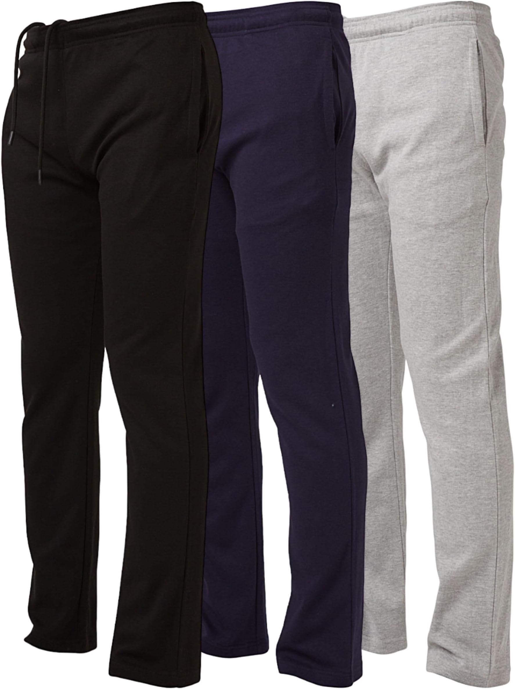 Ultra Performance 3 Pack Mens Sweatpants, Wide Leg Open Bottom Lounge Sweat Pants for Men