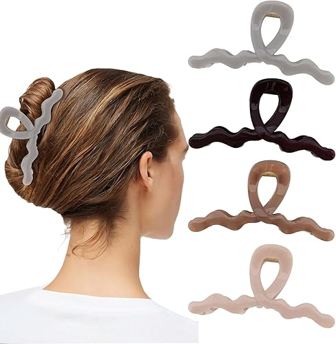 4Pcs Large Claw Clips for Thick/Thin Hair Glossy Jaw Hair Claw Clips Jumbo Claw 