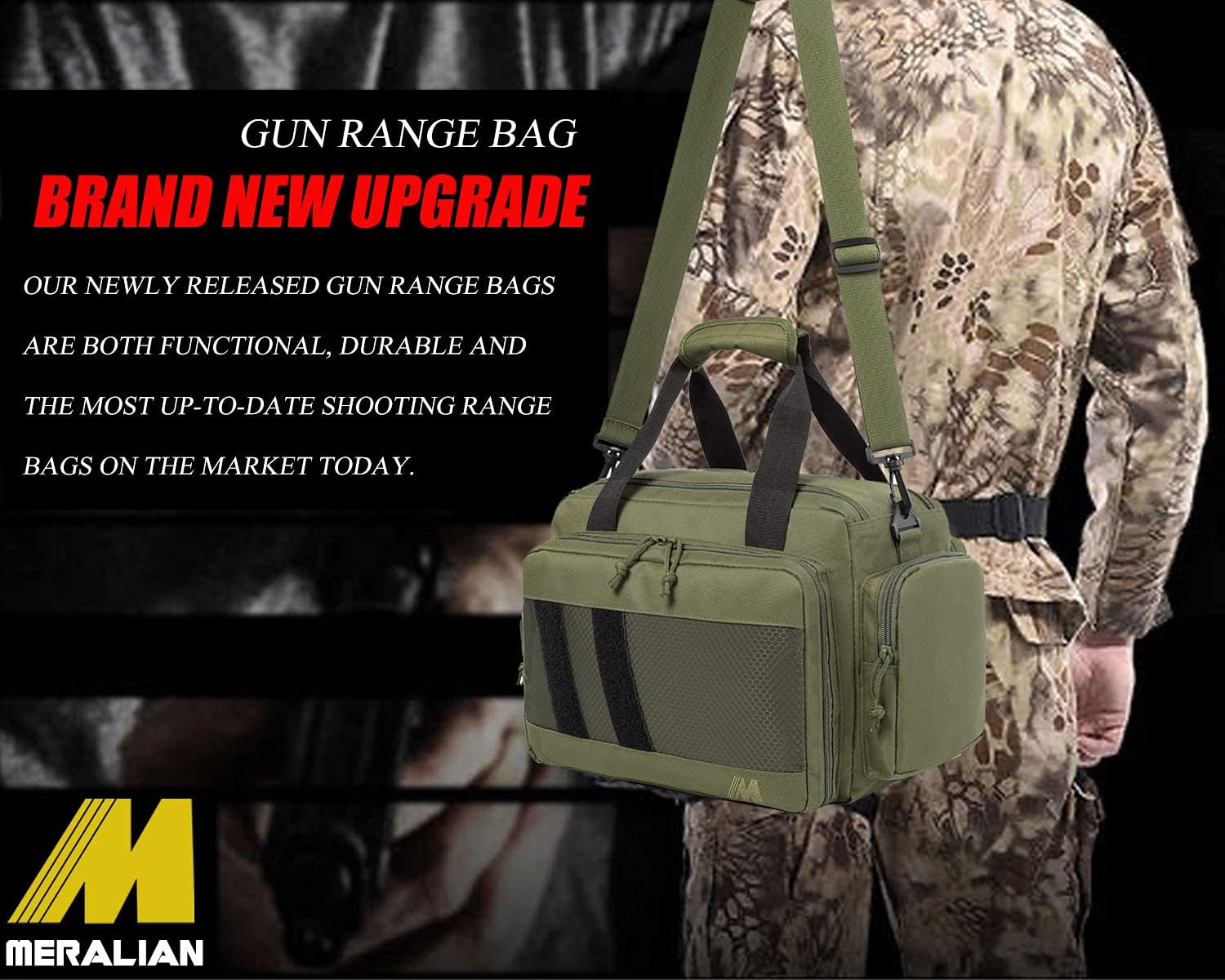 MERALIAN Range Bag Gun Case Bag Deluxe Middle Size,Tactical 2-Pistol Bag Handgun Duffle Bag with Lockable Zipper for Shooting Range. : Sports & Outdoors