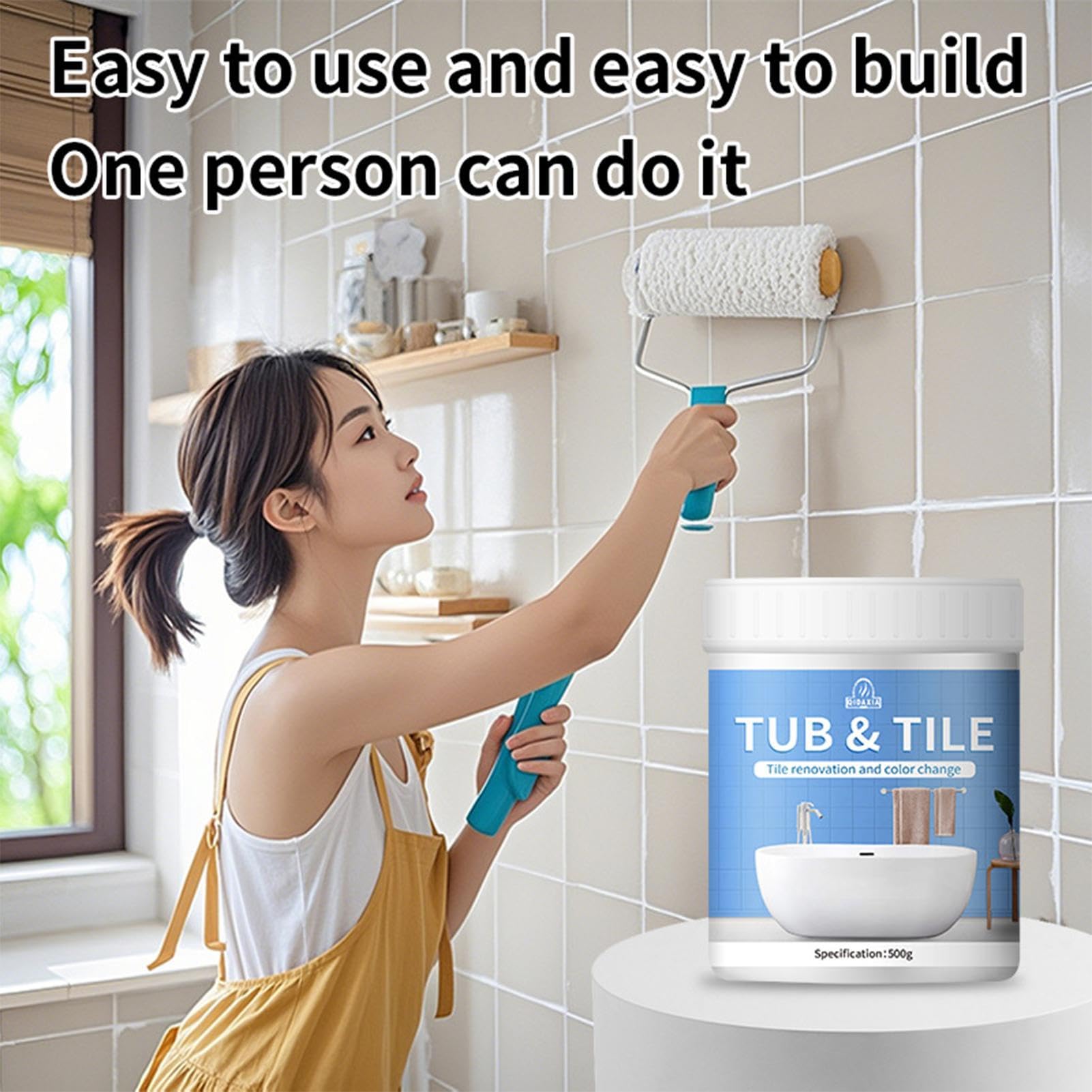 Bathroom Tile Paint Kit, Water-based Refinishing Kit, Quick-dry Bath Paint, Bathtub Cover-up Kit, Sink Refinishing Paint, Countertop Paint Kit, Waterproof Tile Paint, Bathtub Refinishing