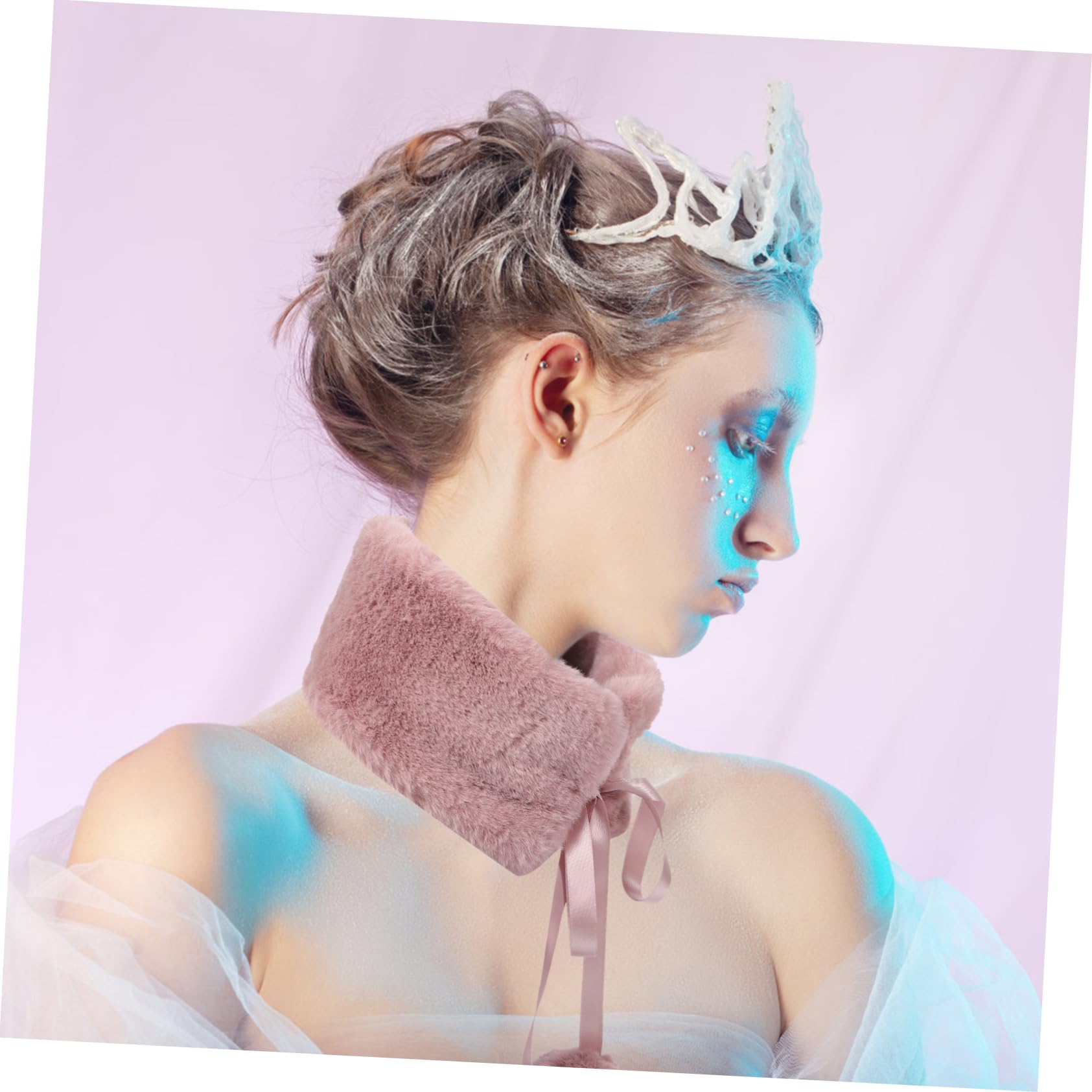 Didiseaon 5 Uds Bufanda De Felpa Cuello De Piel Sintética Bufanda Rosa De Piel Cuello Desmontable Bufanda De Piel Sintética Cuello De Piel De Conejo Sintético Bufandas Para Mujer Elegante