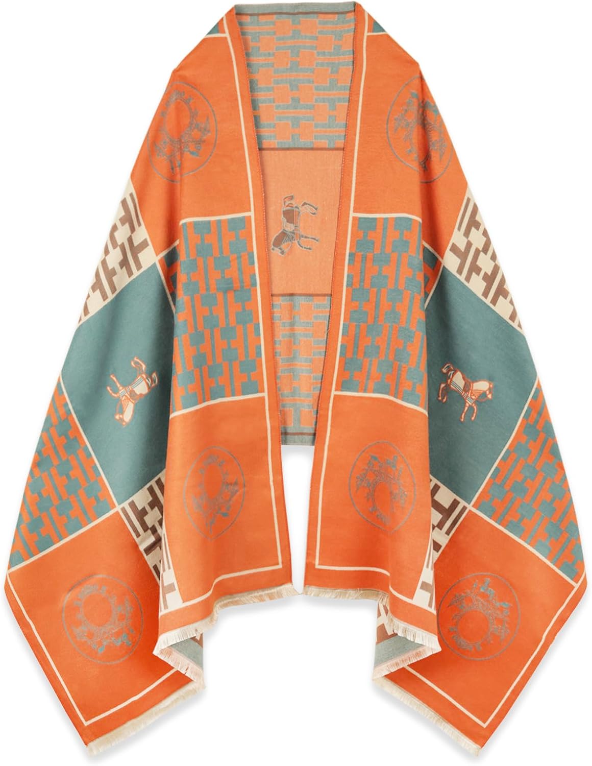 EXTREE Scarfs for Women Pashmina Silky Shawl Wrap for Evening Dressing Blanket Open Front Poncho Cape