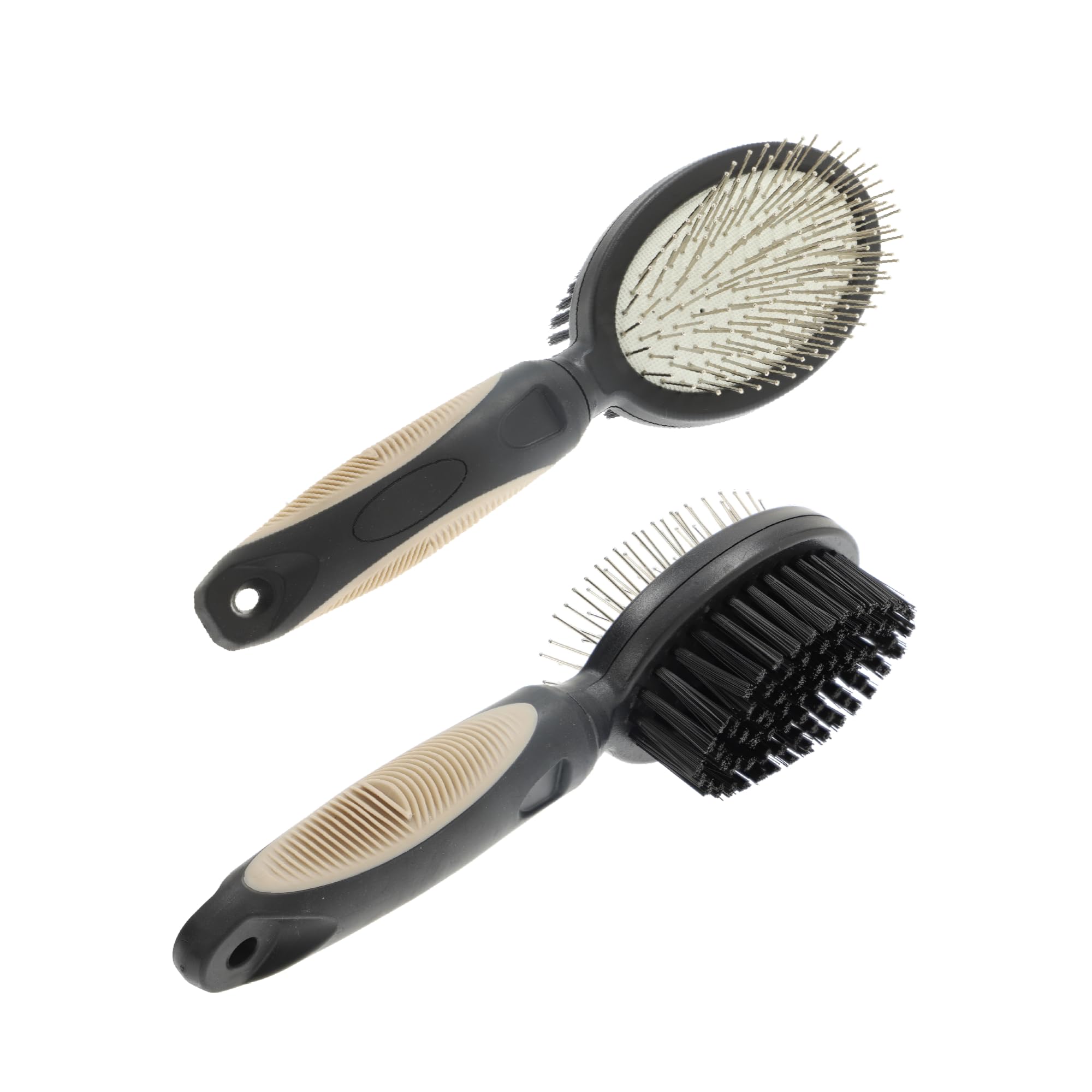 Rosewood Double Dog Brush - Large - 2-in-1 Dog Brush for Long and Short Fur - Black - Dog Grooming Brush with Wire Pins and Bristles