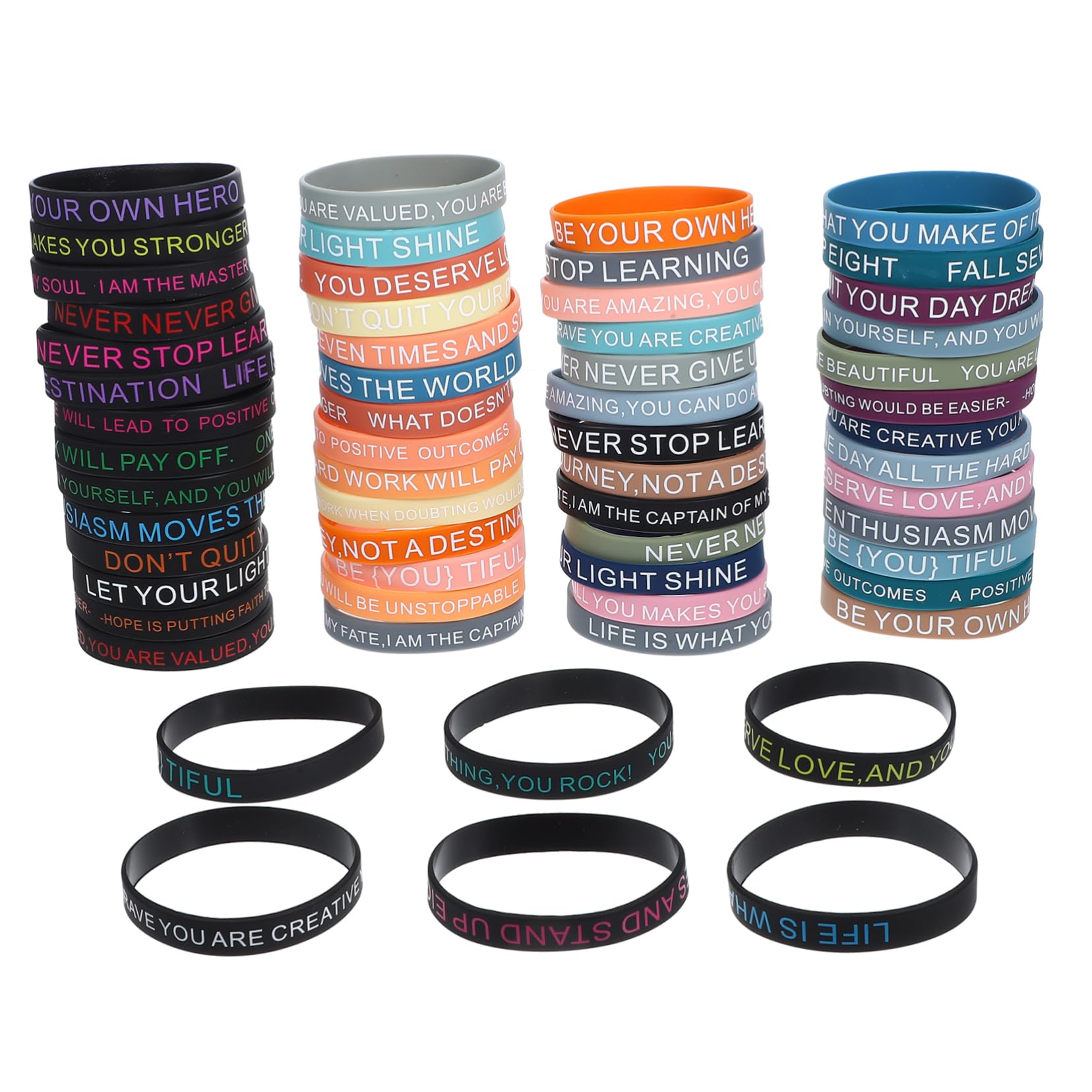 Bracelet en Silicone Élastique 100pcs, Lot Unisexe