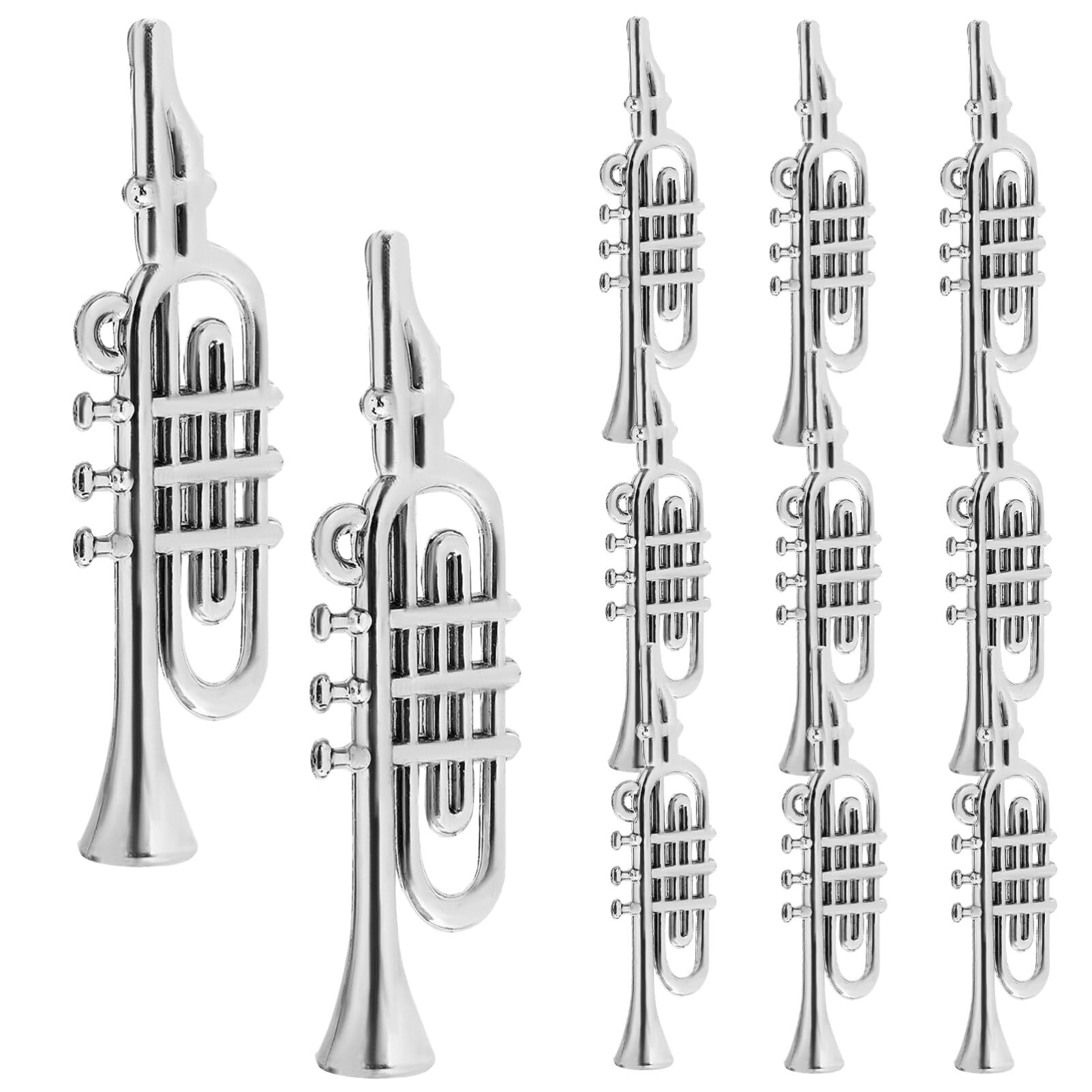 HOMSFOU 20pcs Mini Plastic Musical Instruments Ornaments Silver Christmas Musical Saxophone Horn Ornament Dollhouse Trumpet Saxophone Miniature