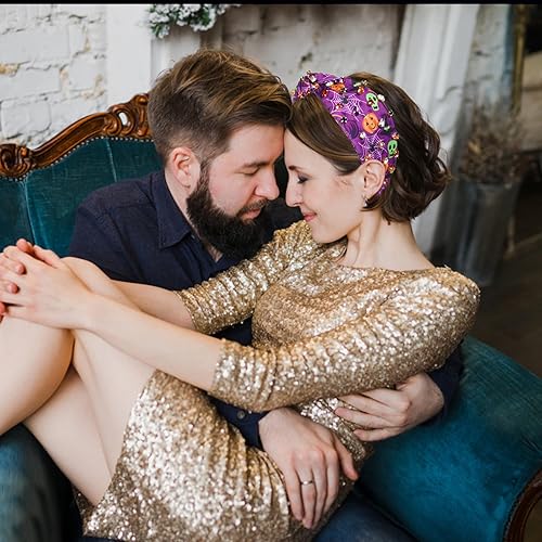 Miniatura 10 de FAERLIIRY Diadema de otoño para Acción de Gracias, diadema anudada con diamantes de imitación, adorno de cristal, bandas de nudo ancho, accesorios