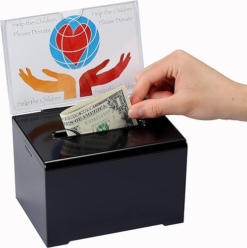 Miniatura 7 de Adir - Caja de sugerencias con ranura y candado, caja de donación acrílica para recaudación de fondos, caja de dibujo para rifa, caja de recaudación