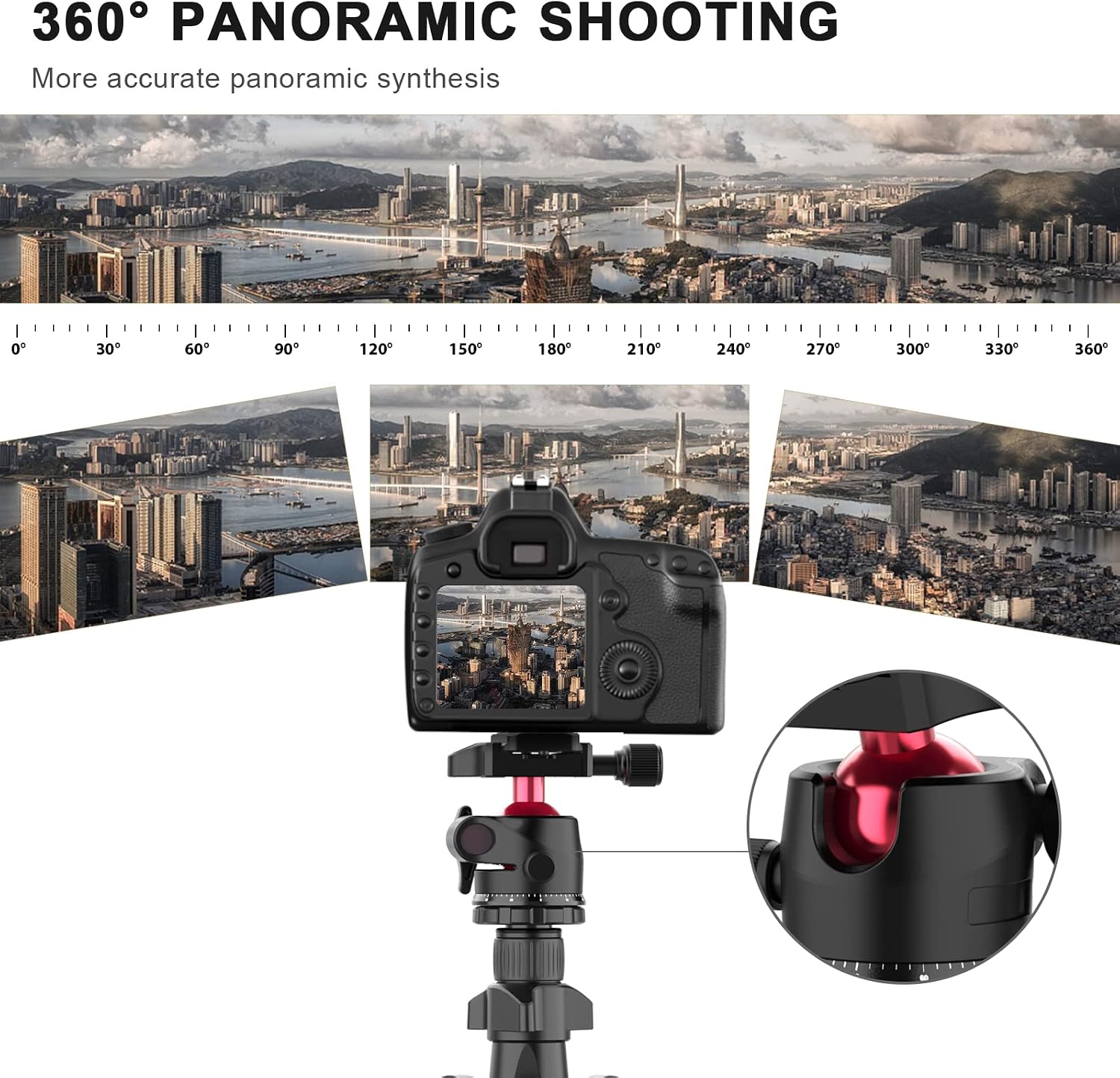 PHOPIK 64" Camera Tripod, Aluminum Camera Tripod for DSLR,Compact Tripod with 360° Panorama Ball Head, Professional Camera Tripod for Travelling, Learning and Working
