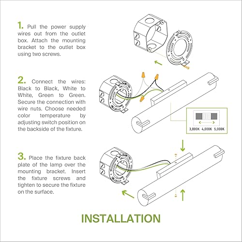 Miniatura 9 de ASD Iluminación LED de 24 pulgadas de montaje empotrado  Interruptor de 25 W, 120 V, 1950 lm, 3000 K4000 K5000 K, regulable, no parpadea, Energy