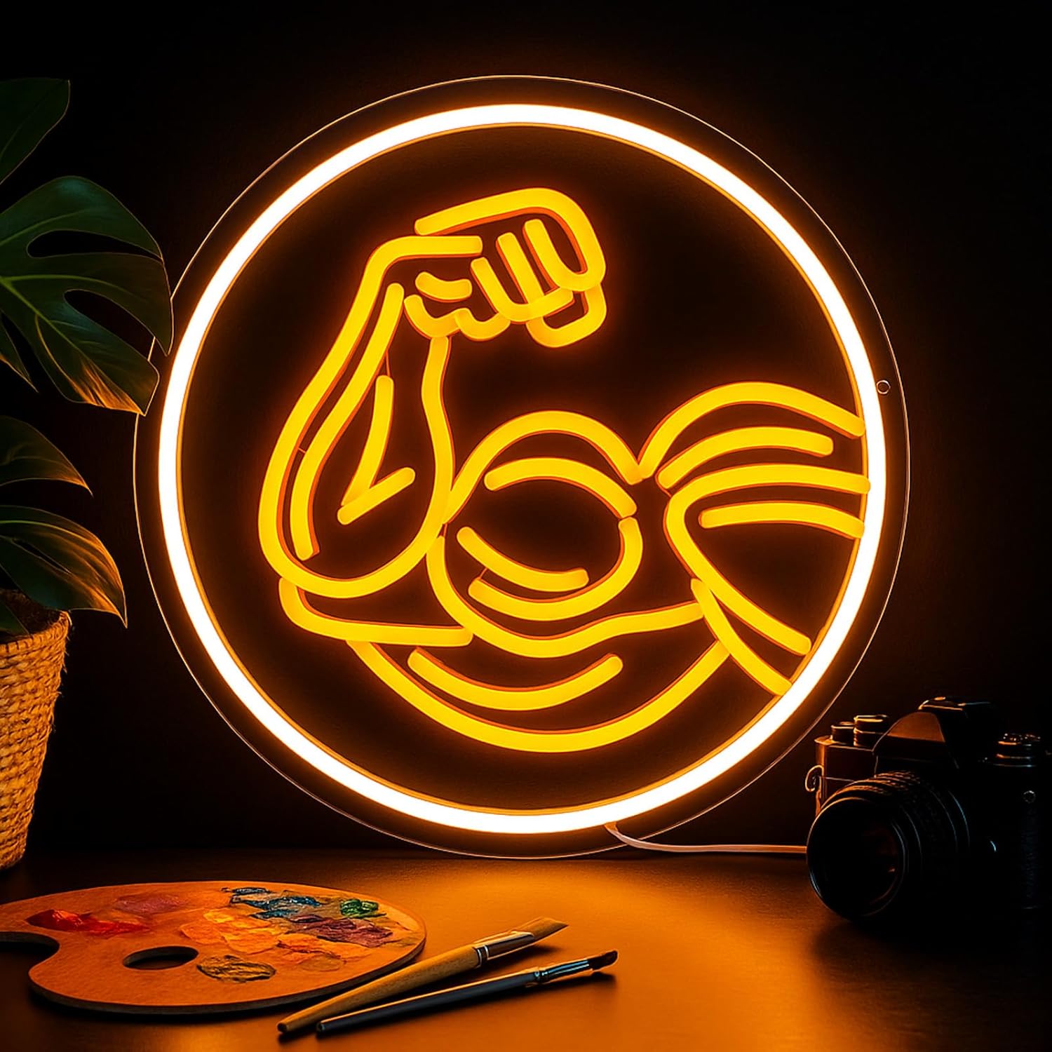 Muscle Arm Neon Sign for Wall Decor – Bold USB Powered & Dimmable LED Neon Light for Gym Room, Man Cave, Garage, Fitness Studio, Birthday Gift for Bodybuilders