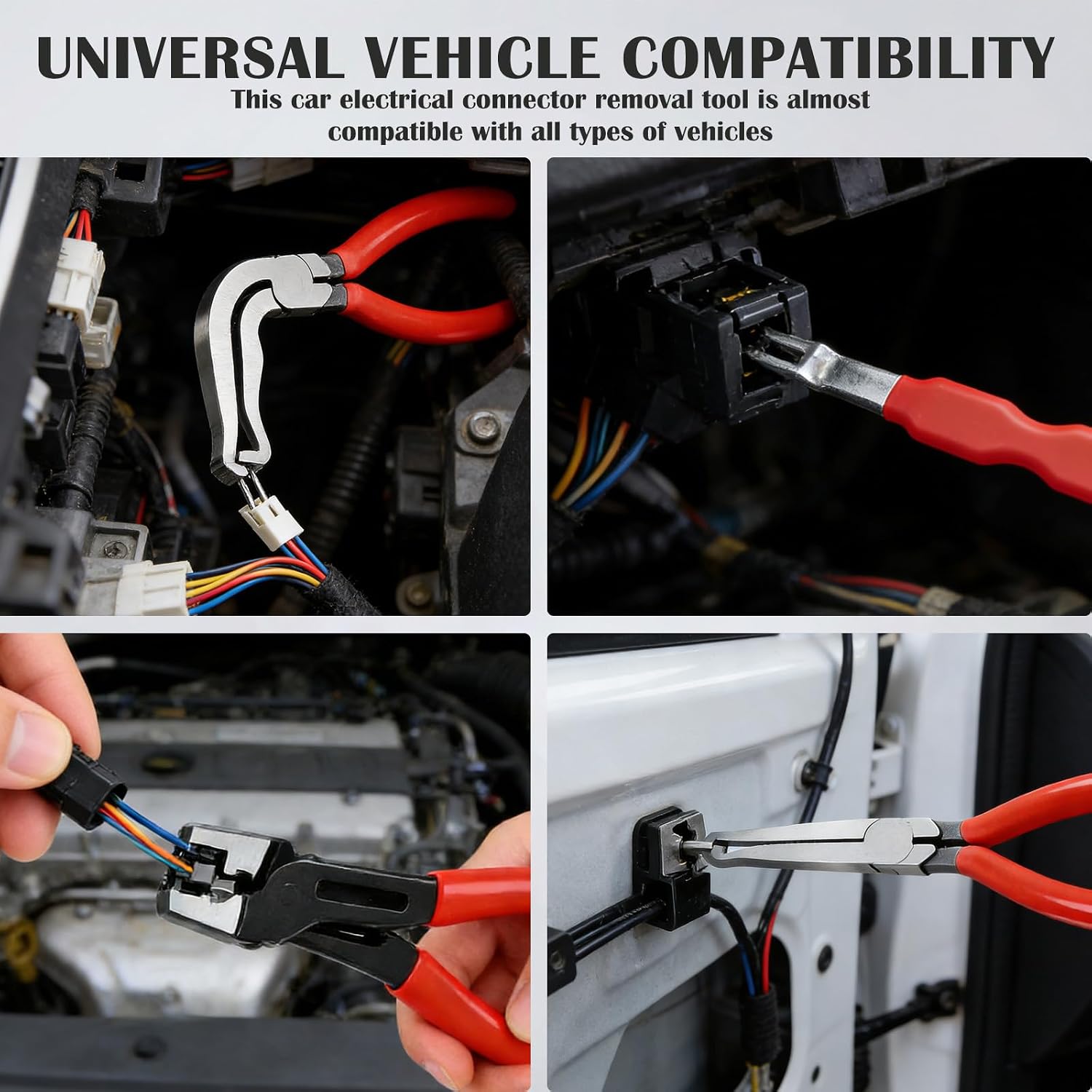 4Pcs Electrical Disconnect Pliers Set for Cars, Automotive Connector Removal Tool Kit with Hose Clamp Pliers, Fuel Line Disconnect Tools, Compatible with Cars, Trucks & SUVs