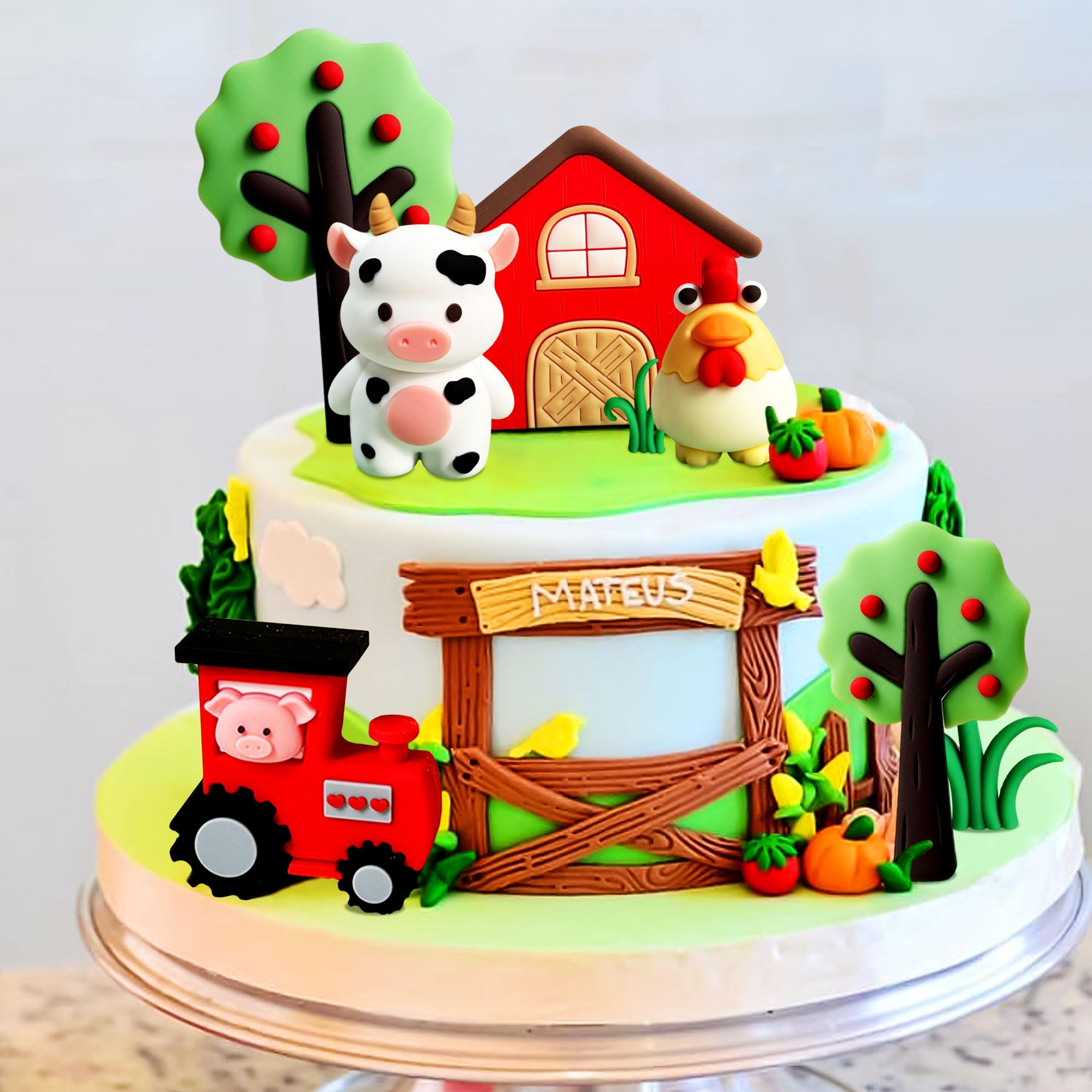 Set Decorazioni Feste Tema Mucca: Compleanno Fattoria Con Striscione, Palloncini E Topper Per Torta - 4