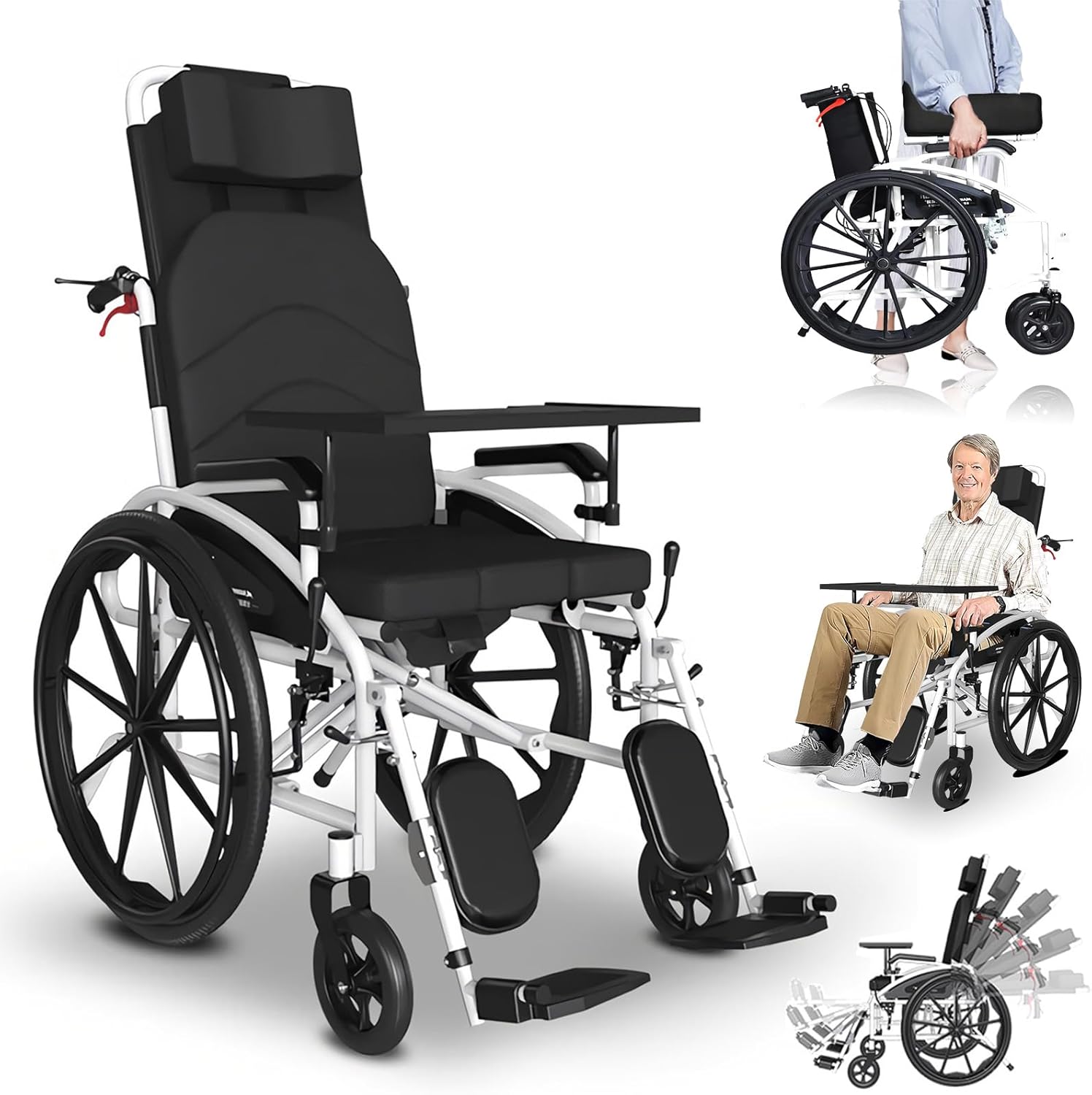 CBLdF Lightweight Folding Wheelchair with Reclining Function, Narrow
