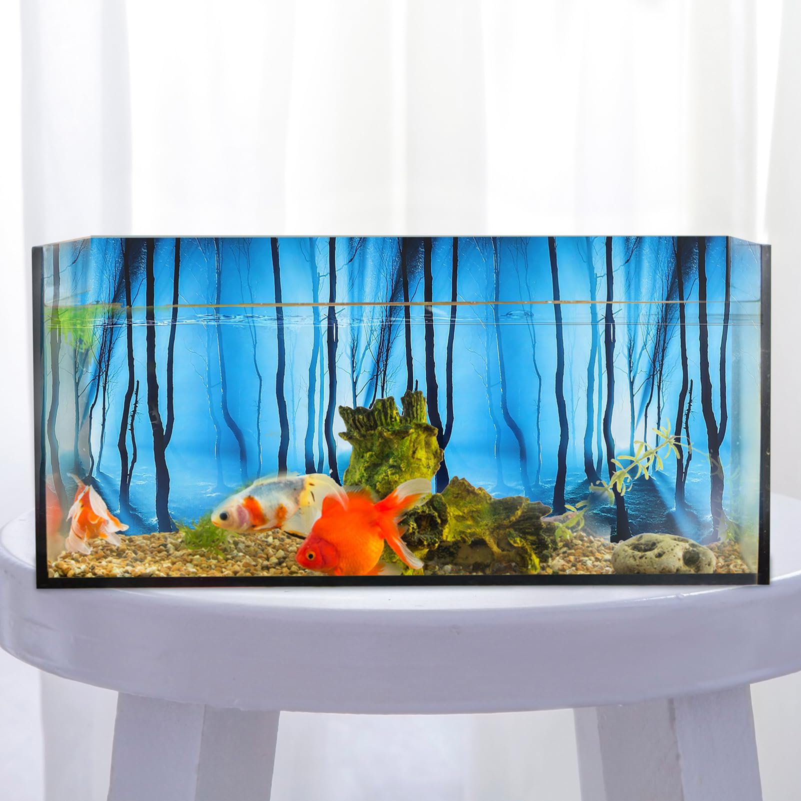 Happyyami 4pièces Décoration De Fond pour Aquarium Arrière-Plan Autocollant Réutilisable pour Réservoir Thème sous-Marin Naturel