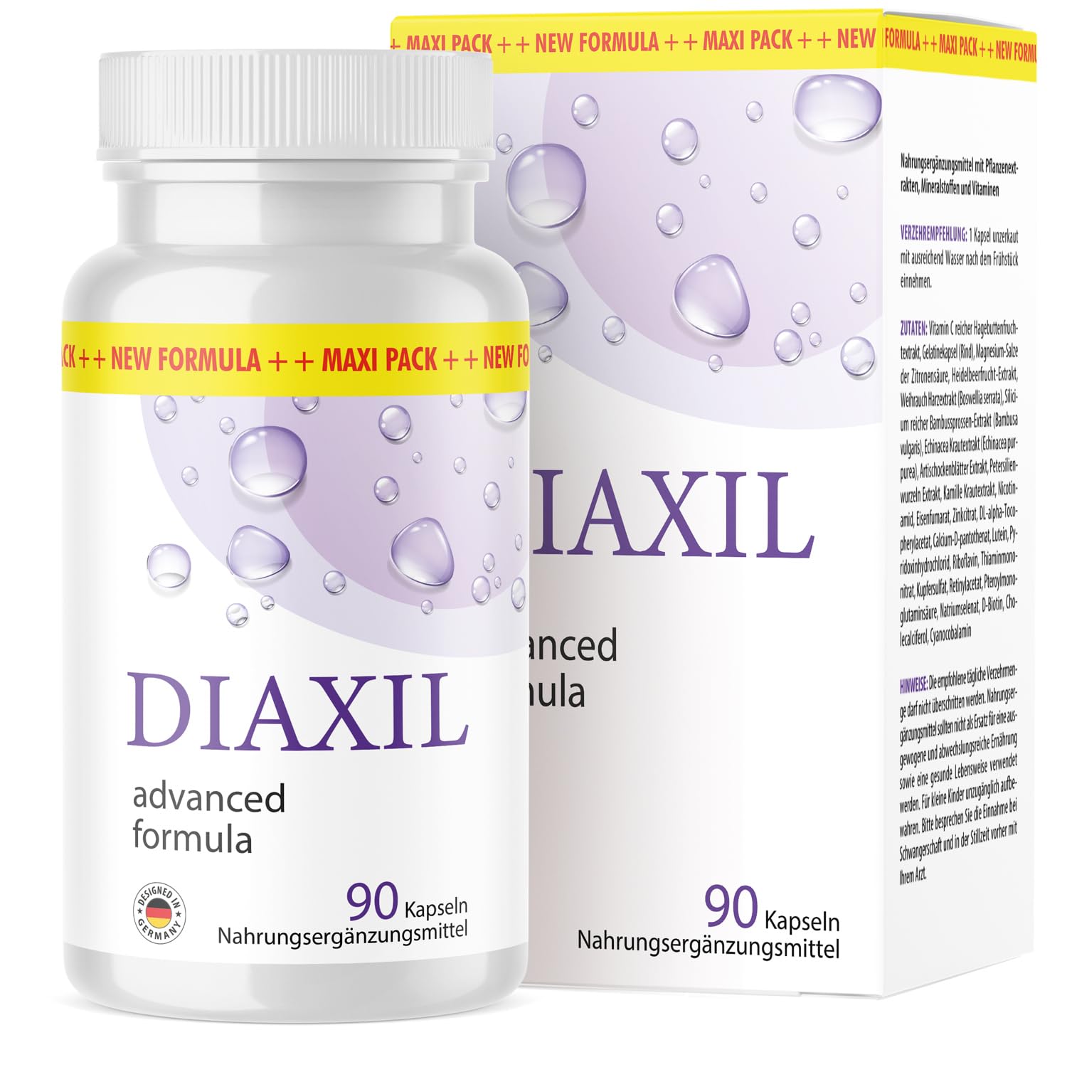 Diaxil Kapseln - reich an Vitaminen & Mineralstoffen - für Männer & Frauen - Inhalt 90 Kapseln