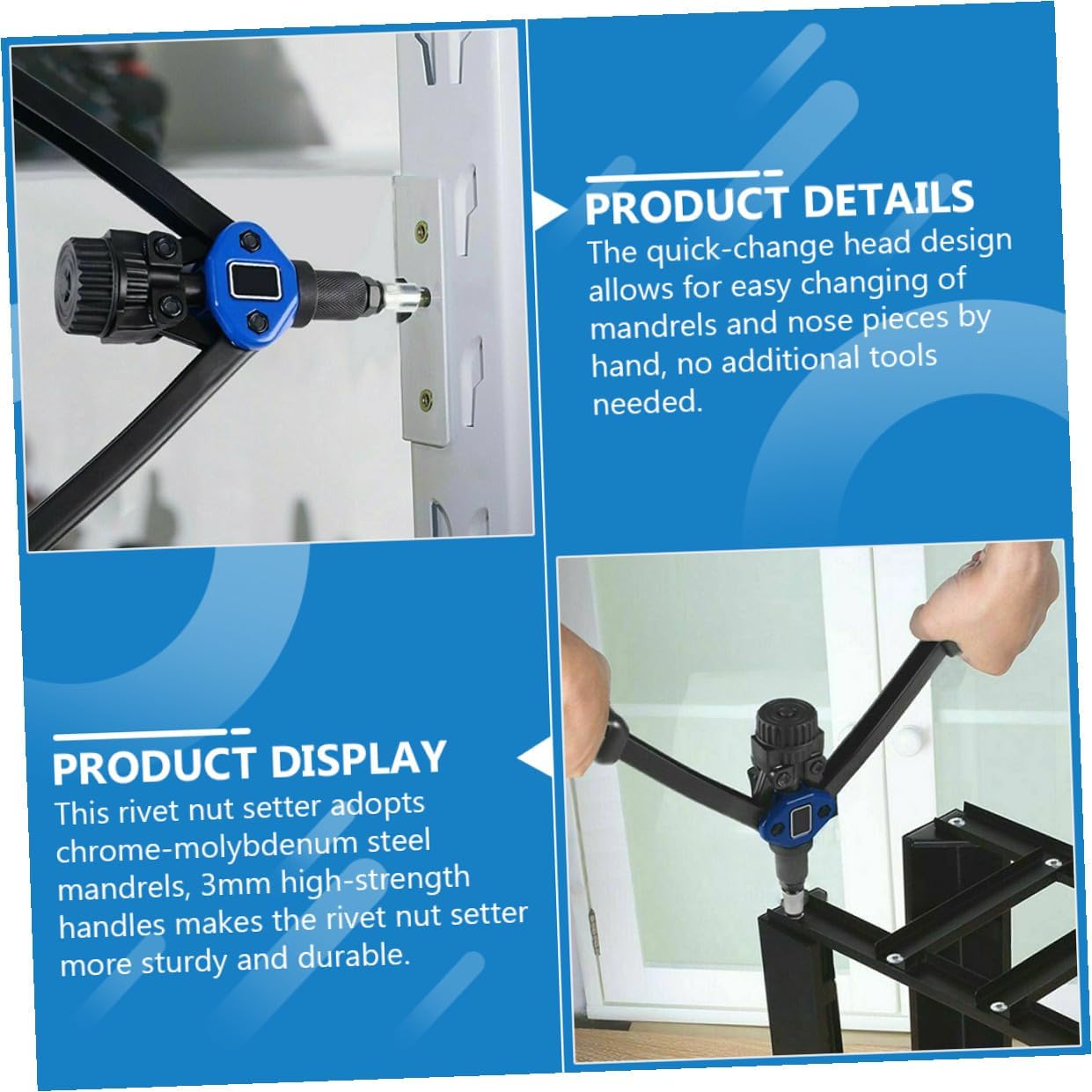 VALICLUD 140pc Manual Rivet Nut Tool Kit with M3- Threaded Nuts, Portable Hand Riveting Setter for Automotive Repair, Workshop Carrying Case Included