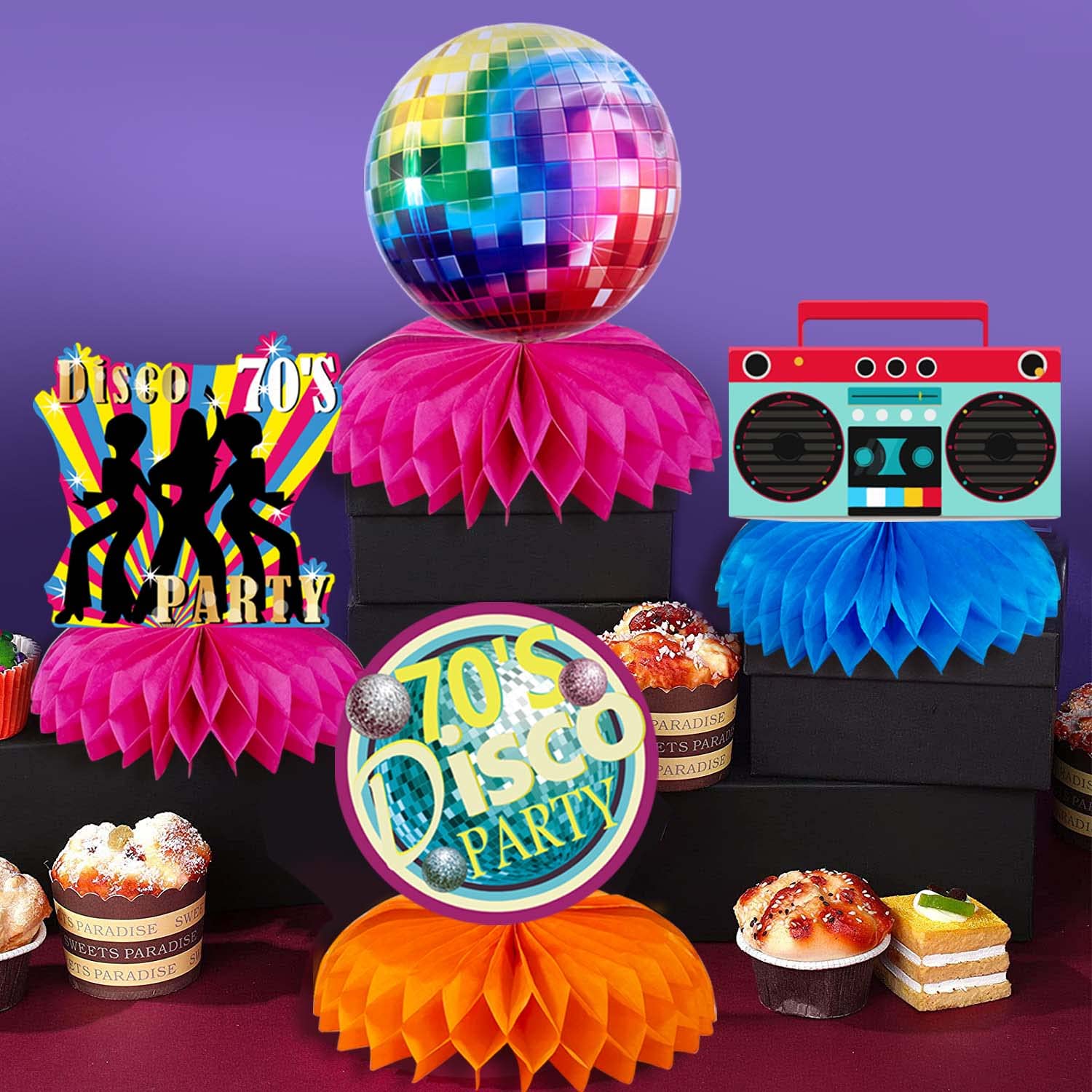 Disco Dance Centerpieces 6 Pcs 1970s Disco Party Decorations