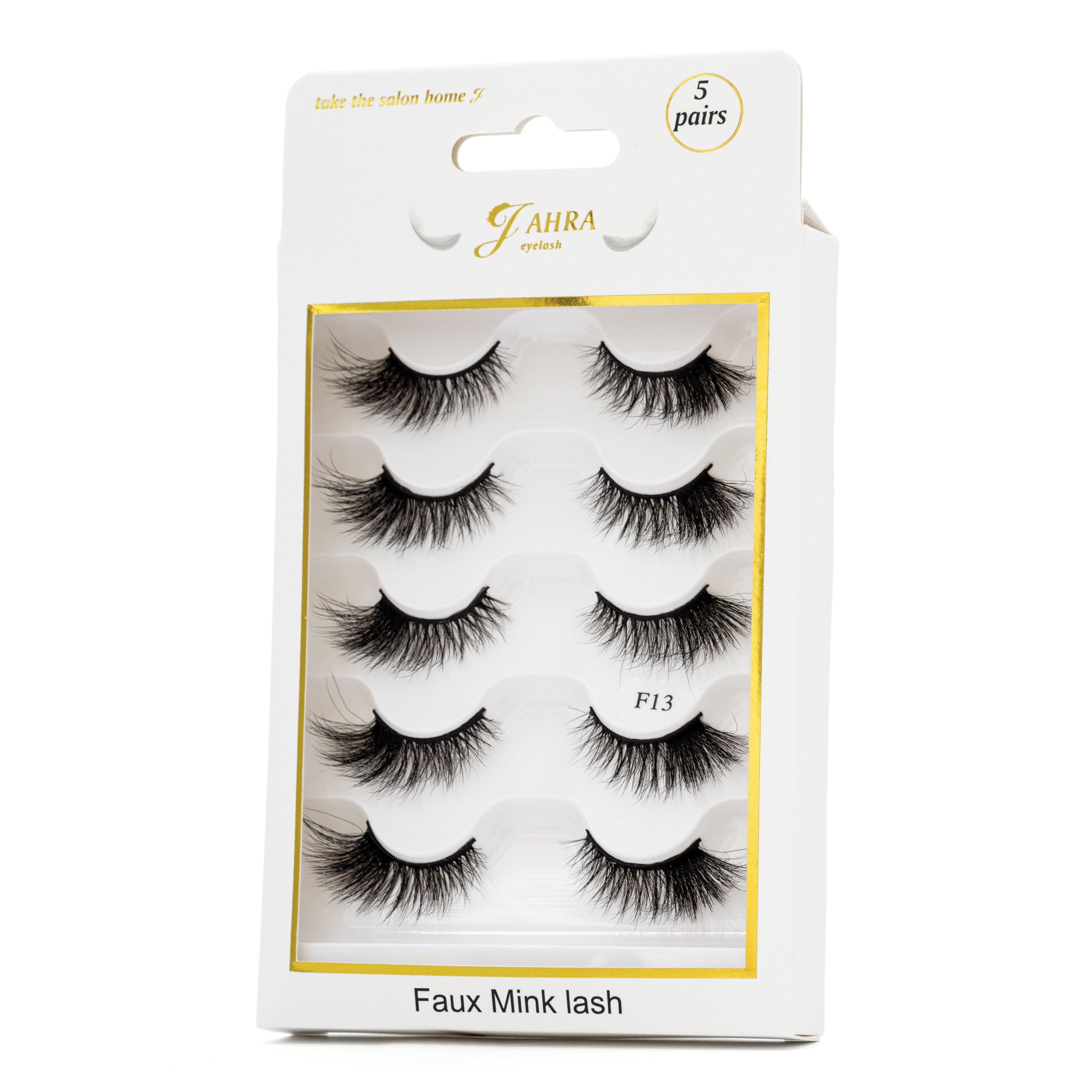 JAHRA 5 pairs False Eyelashes Half Lashes Cat Eye Strip NaturalHalf Lashes with Clear Band Cat-Eye Eyelashes Fluffy Wispy False Eyelashes Natural Look (Lash F13)