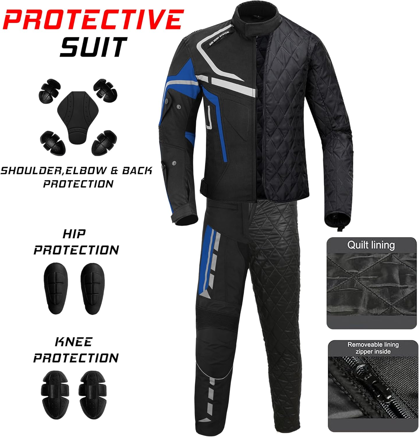 Mens Motorbike Suit Waterproof Cordura Jacket with Trouser Motorcycle, Biker Protection CE Approved