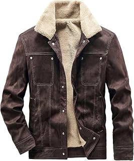 BOTCAM Men's Leather Jacket Autumn Windproof Faux Leather Motorcycle Jacket Suede Look Lightweight Bike Sports Jacket Men Bomber Jacket with Pockets Lapels Outdoor Jacket Gentleman L XL XXL 3XL 4XL