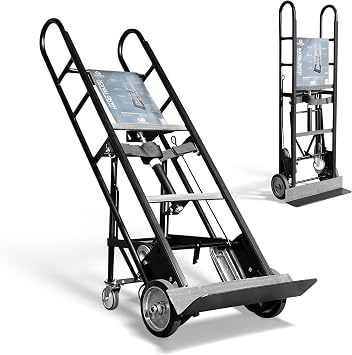 Olympia Tools 1200lbs Appliance Auto-Recoil System Hand Truck - Heavy Duty Hand Cart - Industrial Stair Climbing Furniture Dolly - Dual Aluminum Hand Truck & Rubber Treads Wheels for Stairs Climber