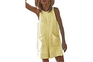 Women's Summer Yellow Overalls with Pockets
