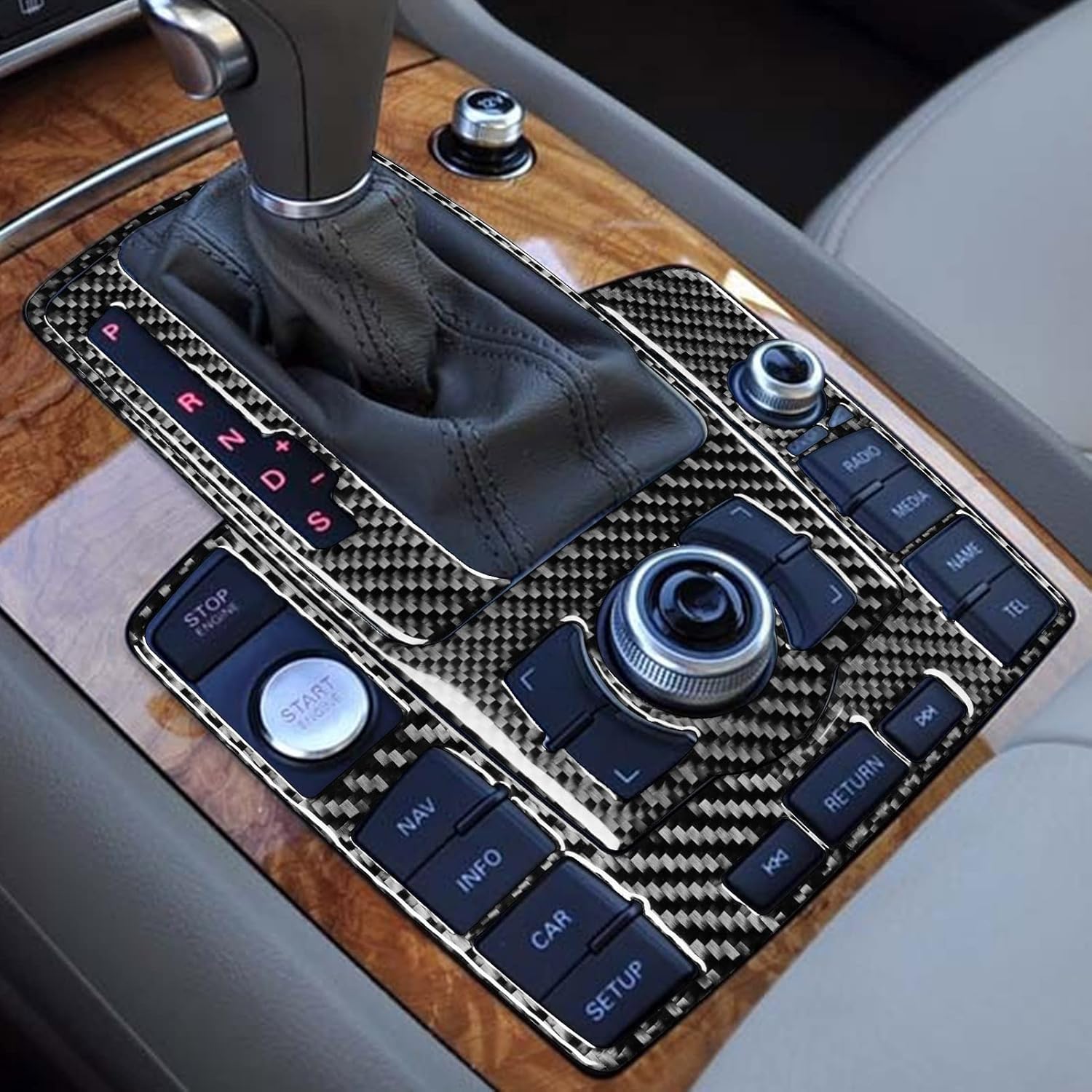 Car Center Console Panel Decoration Cover Trim Sticker Set Compatible with Q7 2007-2015 (Set B Black)