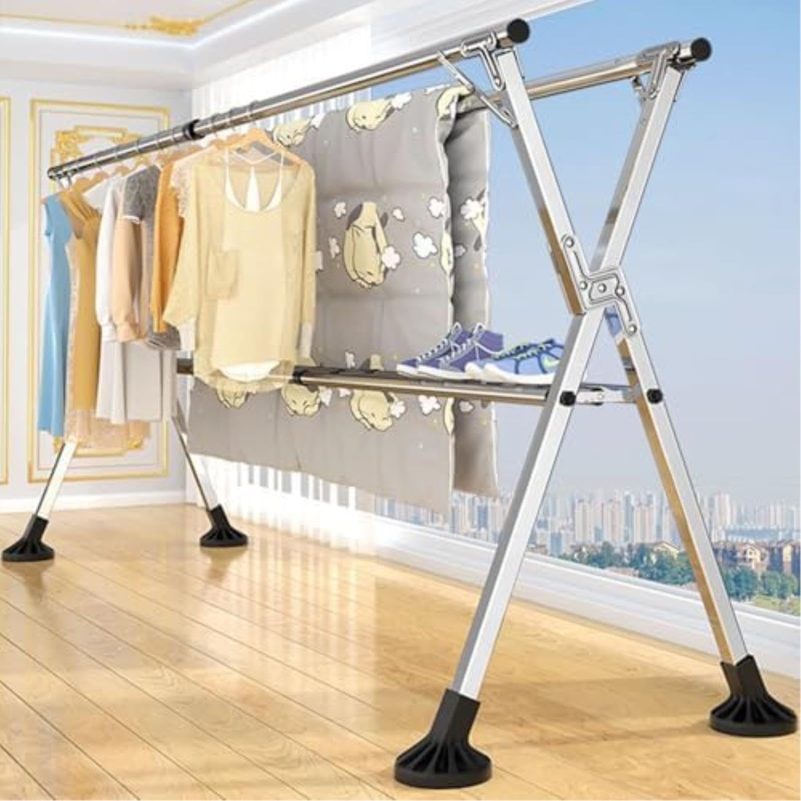 Étendoir à linge mural imperméable et résistant aux rayons UV