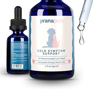 PranaPets Cold Symptom Support for Cats & Dogs | Natural Formula Safely Aids with Colds, Seasonal Allergies & Kennel Cough | Helps Open Airways for Easy Breathing