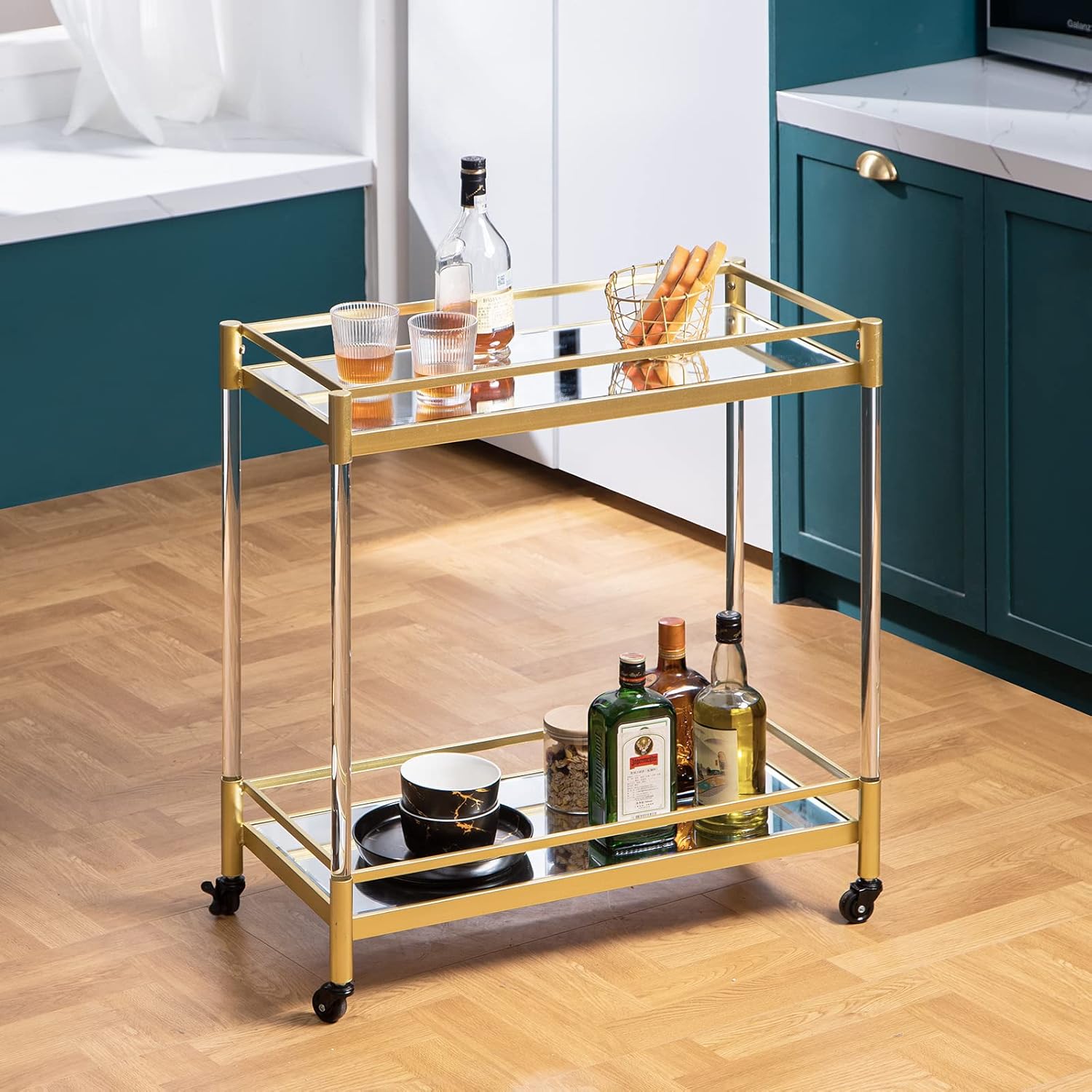 Carrello Di Servizio MCombo Con 3 Ripiani - Structure In Metallo, Ruote Con Freni, 33x43x75 Cm - Foto 12