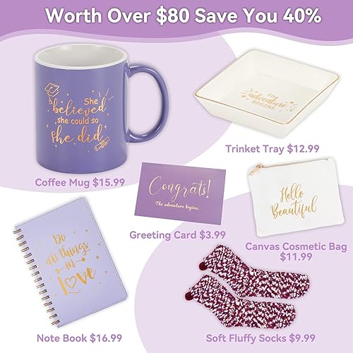 Miniatura 4 de Regalos de graduación para ella, juego de tazas de graduación para mujeres, incluye taza de regalo de graduación 2023-2024, bandeja de maquillaje,