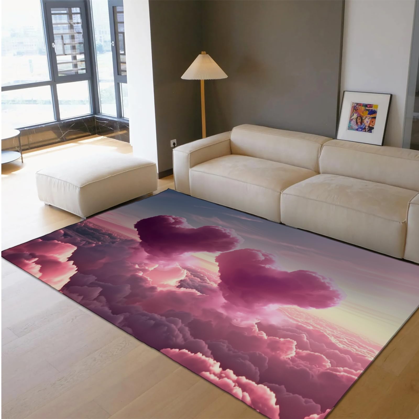 Walentynkowe dywany romantyczna miłość obszar dywan różowy puszyste chmury nadruk dywan do salonu sypialni dekoracja ślubna mata podłogowa 120 x 170 cm
