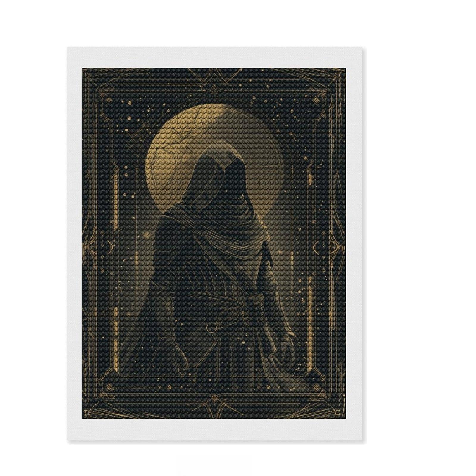 Junmoney Lunar Shade DIY Diamond Art Canvas Kit 12"x16", Winter Craft, Wall Art Gift, Creative Hobby, Artistic Hobby, Modern Decor