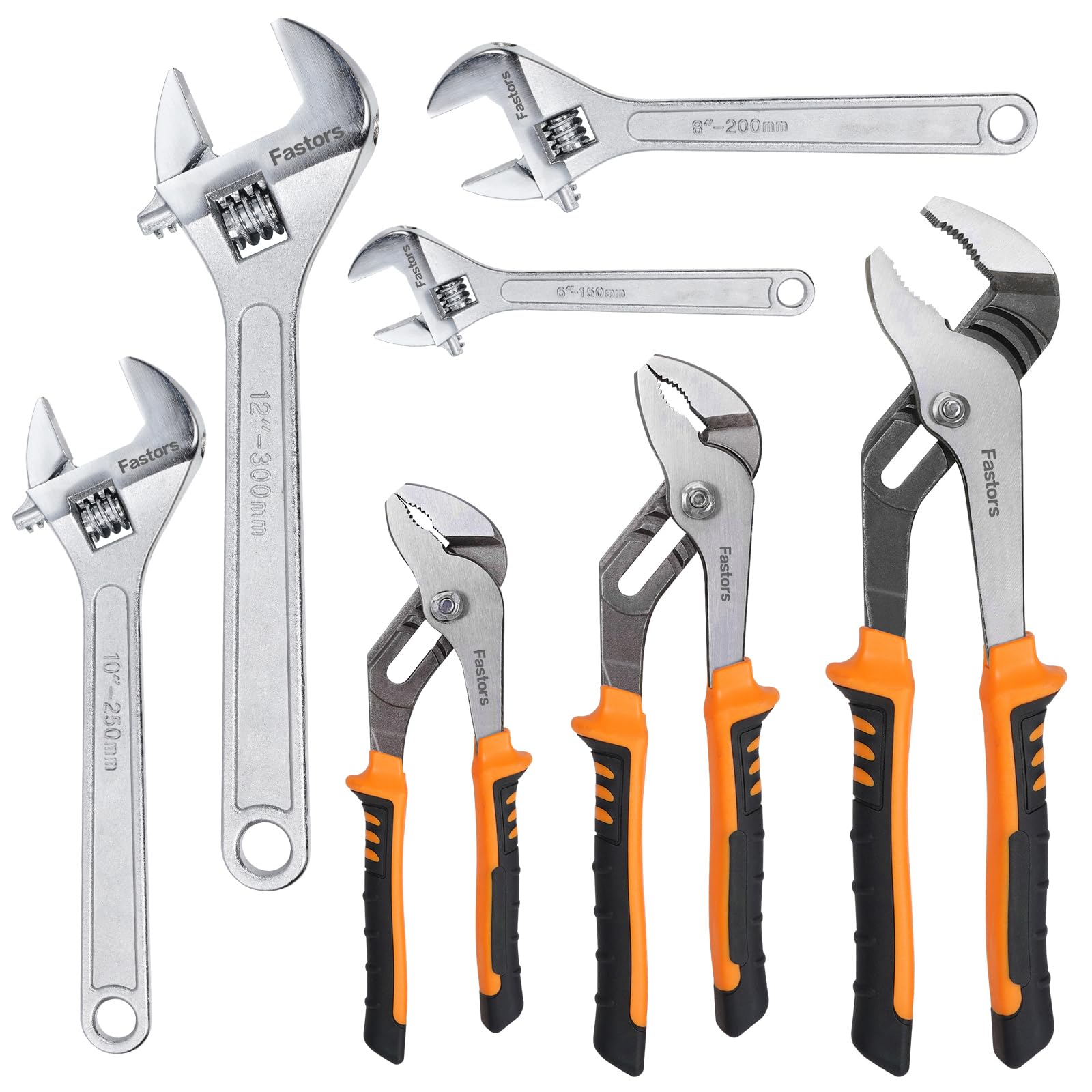 Juego de 7 alicates ajustables para llaves y articulaciones, juego de alicates de lengüeta y ranura con juego de llaves ajustables para reparación del hogar, mango de agarre cómodo